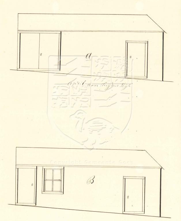 Verbouwing hoekpand Ganzepoortstraat-Keizersdijk, 1857. GAG.AGG.inv.nr.204, nr. 688.