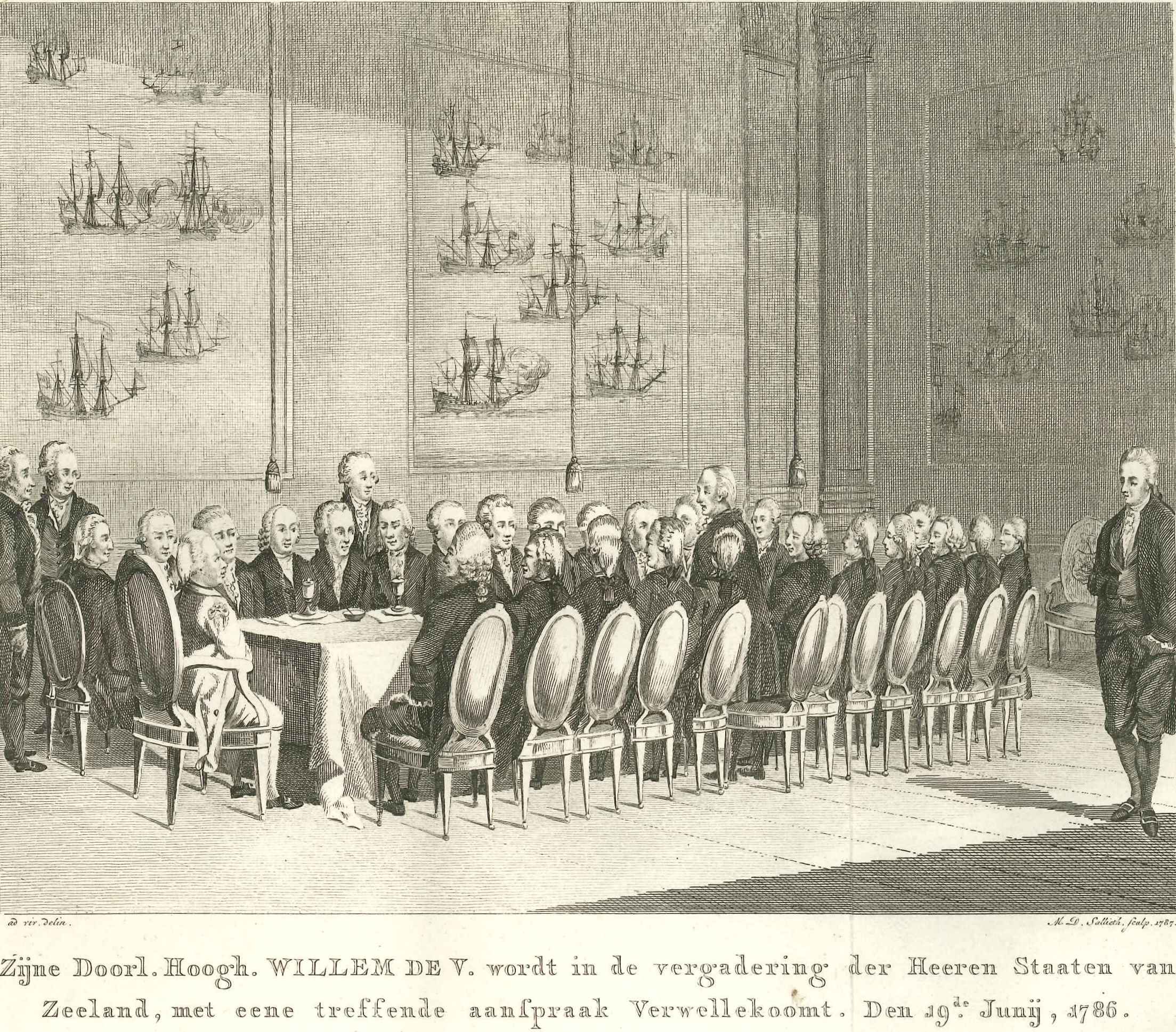 De Staten van Zeeland ontvangen stadhouder Willem V, 1786.