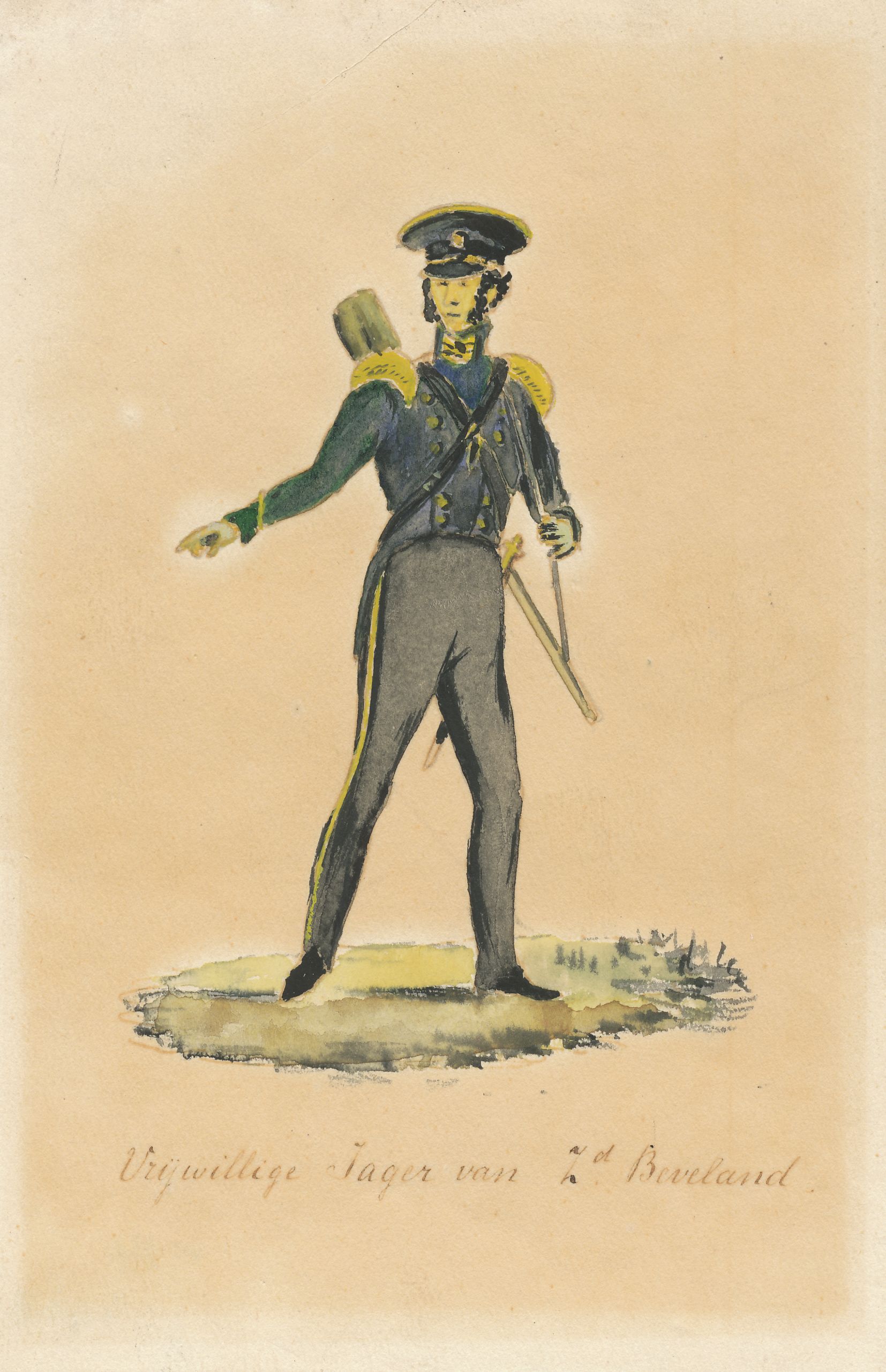 Vrijwillige jager (2) van Zuid-Beveland, 1830. HMDB.