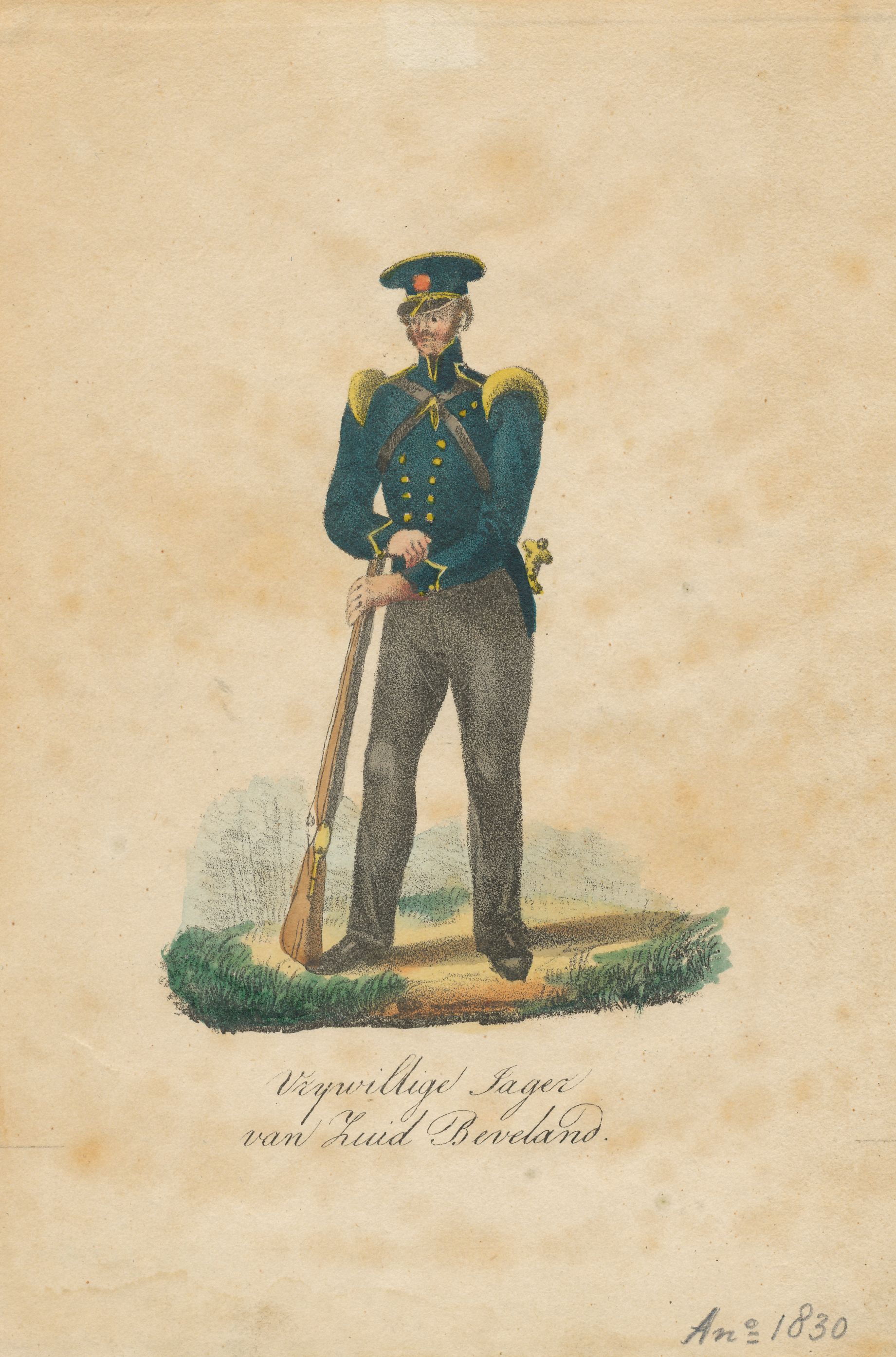 Vrijwillige jager van Zuid-Beveland, 1830. HMDB.