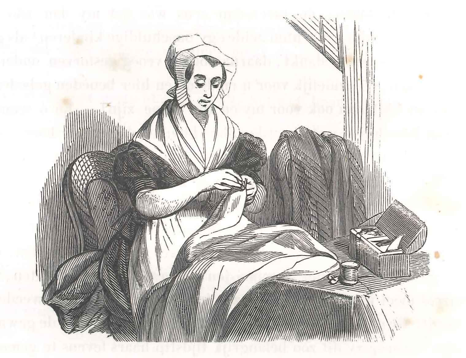 Weesmeisjes leerden nuttige handwerken, hier in Den Haag. 'Karakterschetsen', 1841. HMDB