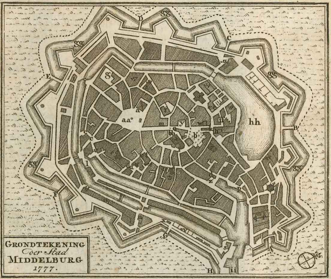 Plattegrond van Middelburg, 1776.