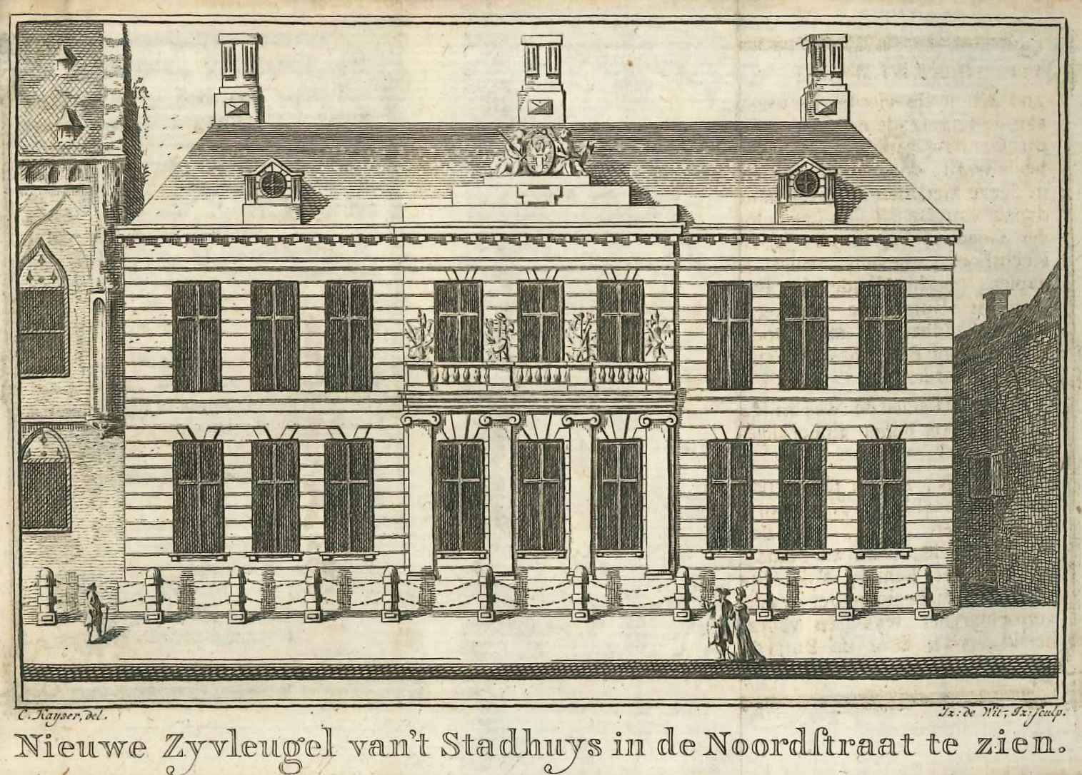 Gevel van het stadhuis in de Noordstraat te Middelburg, 1782.