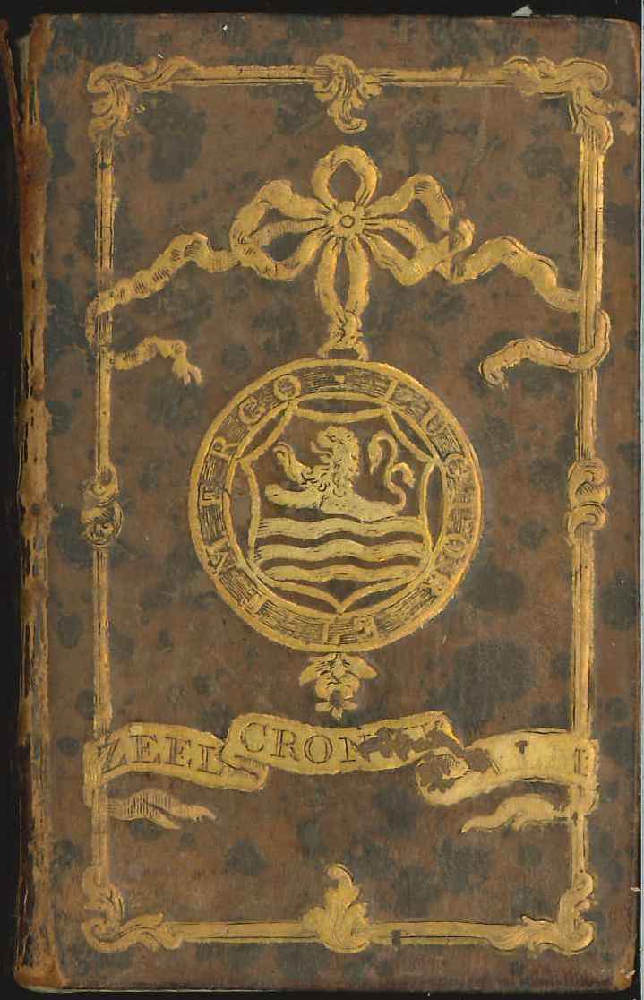 Kaft van de Zeelands Chronyk Almanach, met wapen van Zeeland, 1786.