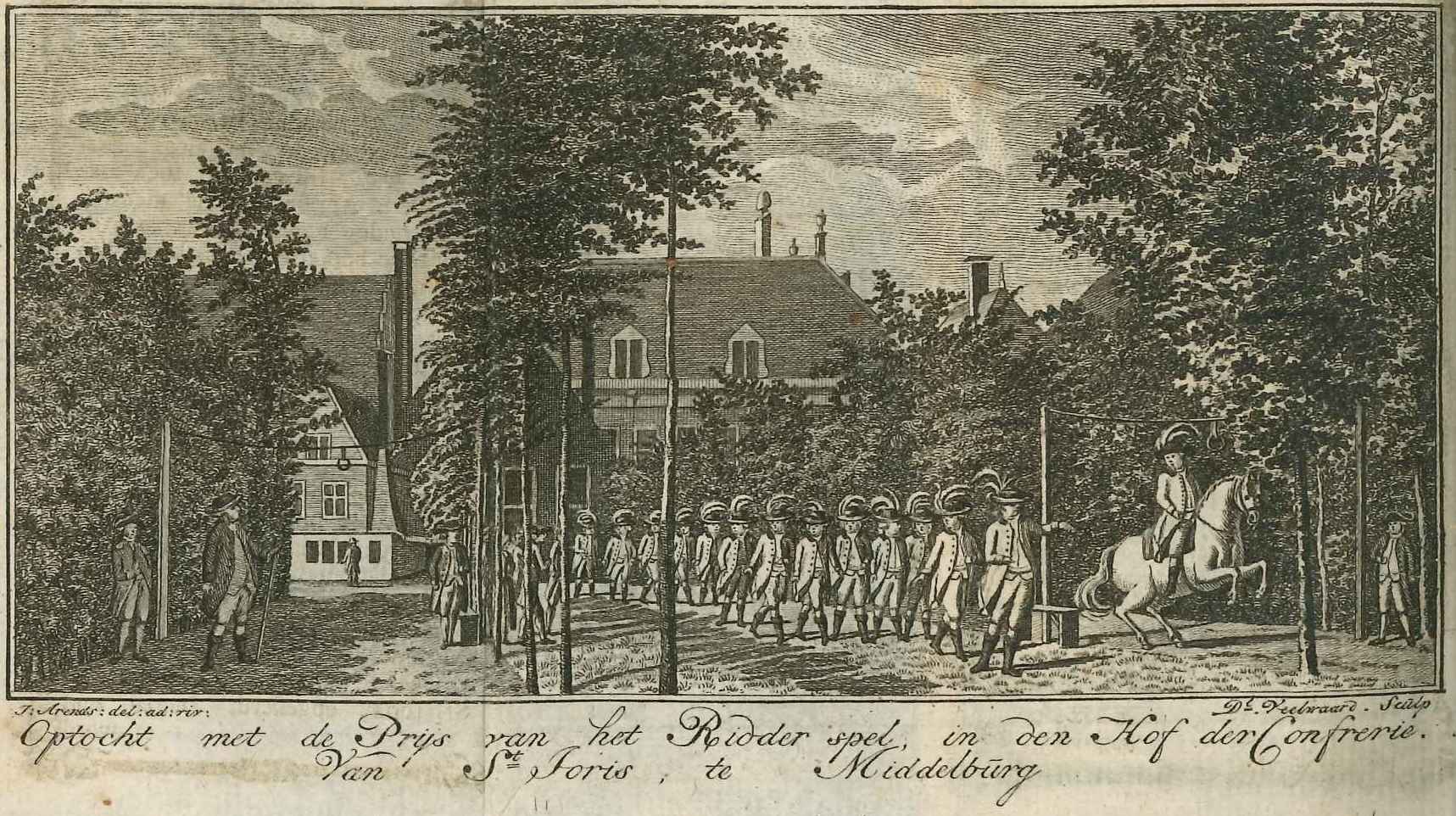 Optocht voor het ringrijden in het schuttershof van St. Joris in Middelburg, 1788.