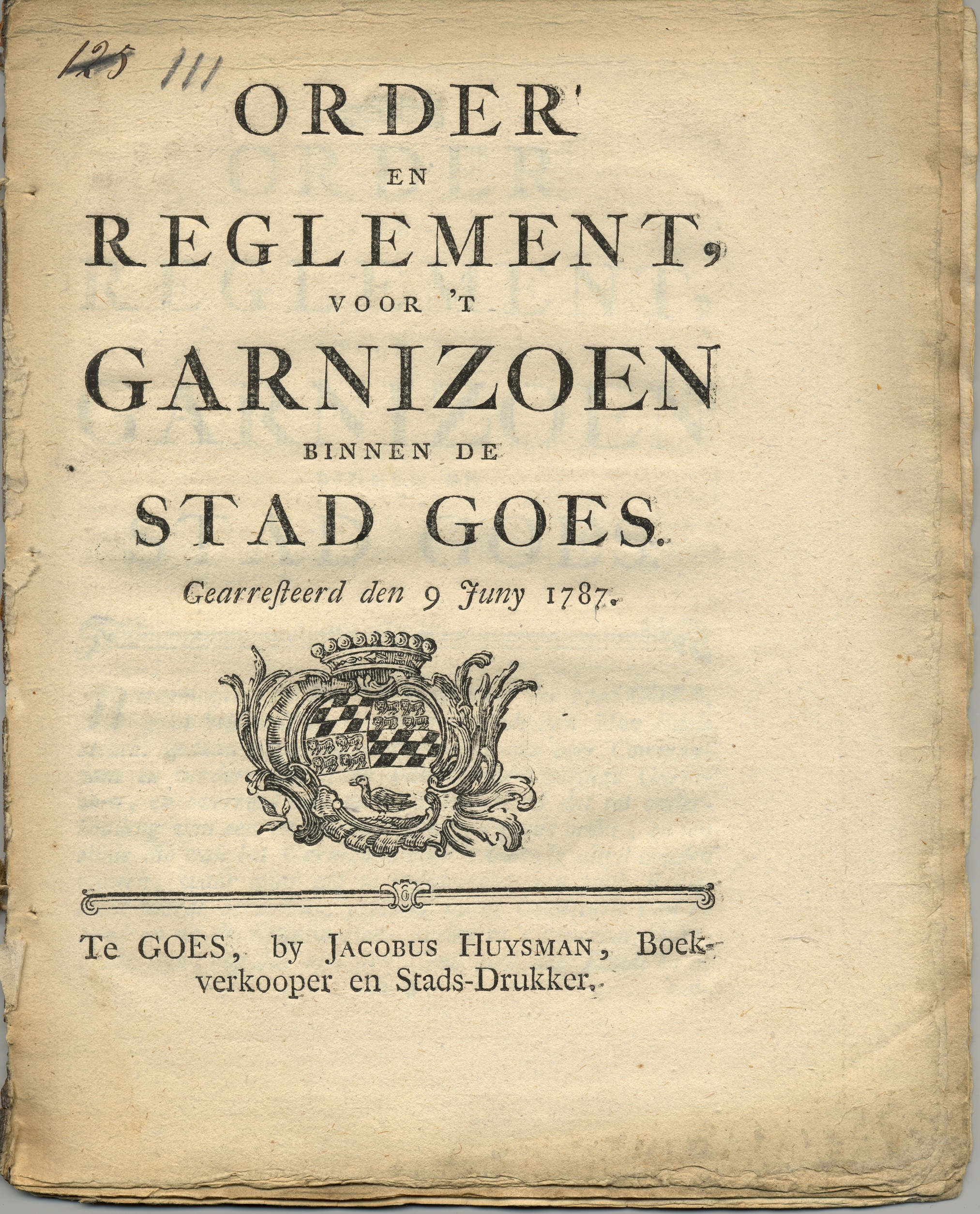 Reglement voor het garnizoen, 1787.