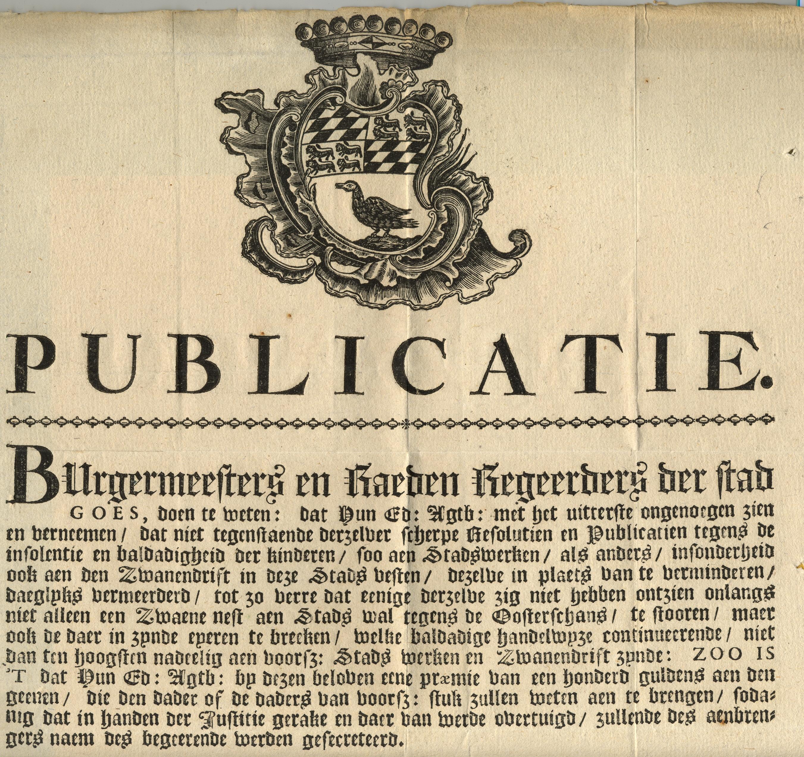 Publicatie ter handhaving van de openbare orde, 1763.