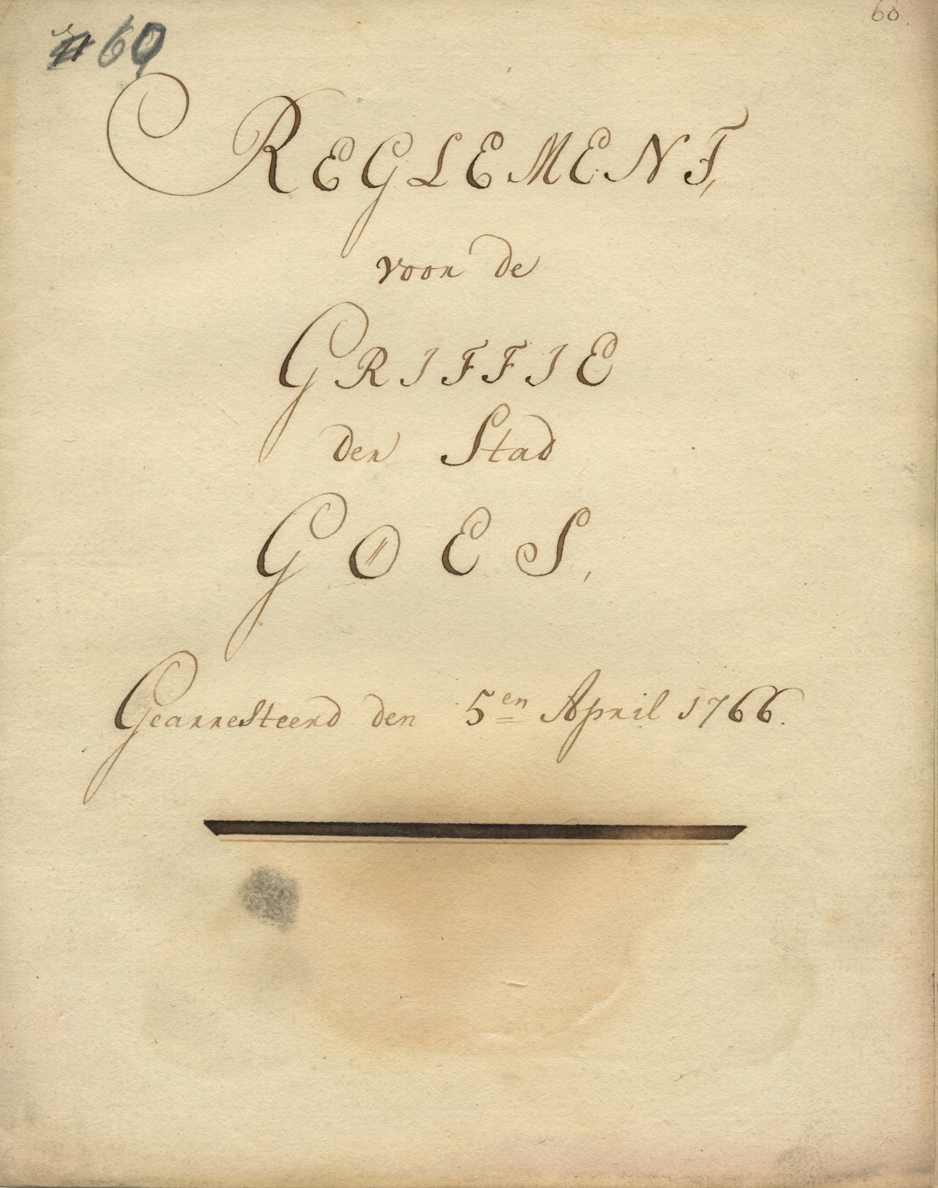 Reglement op de griffie, 1766.