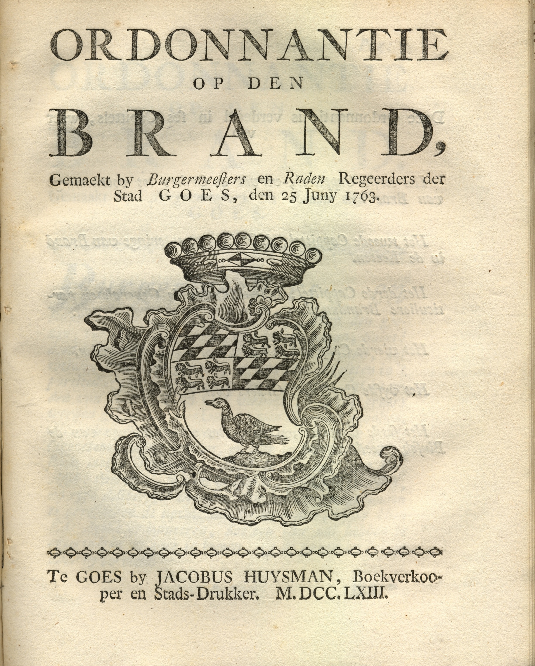 Ordonnantie tegen brand, 1763.