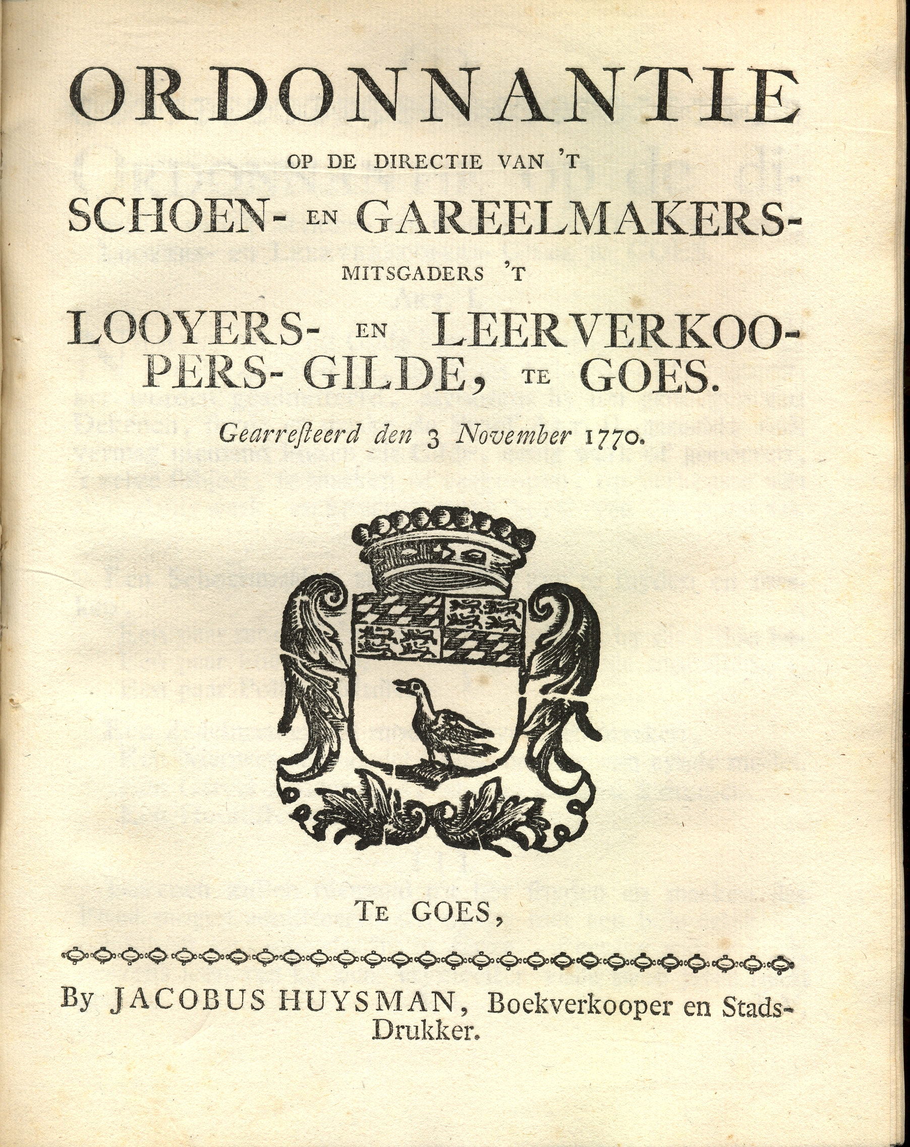 Ordonnantie op het schoenmakersgilde, 1770.