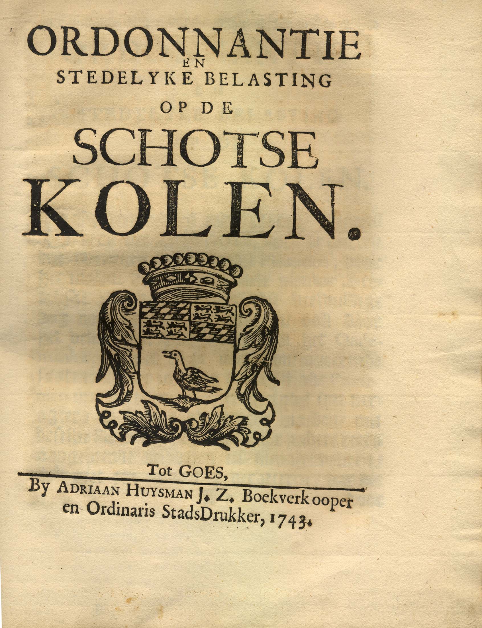 Ordonnantie op de Schotse Kolen, 1743.