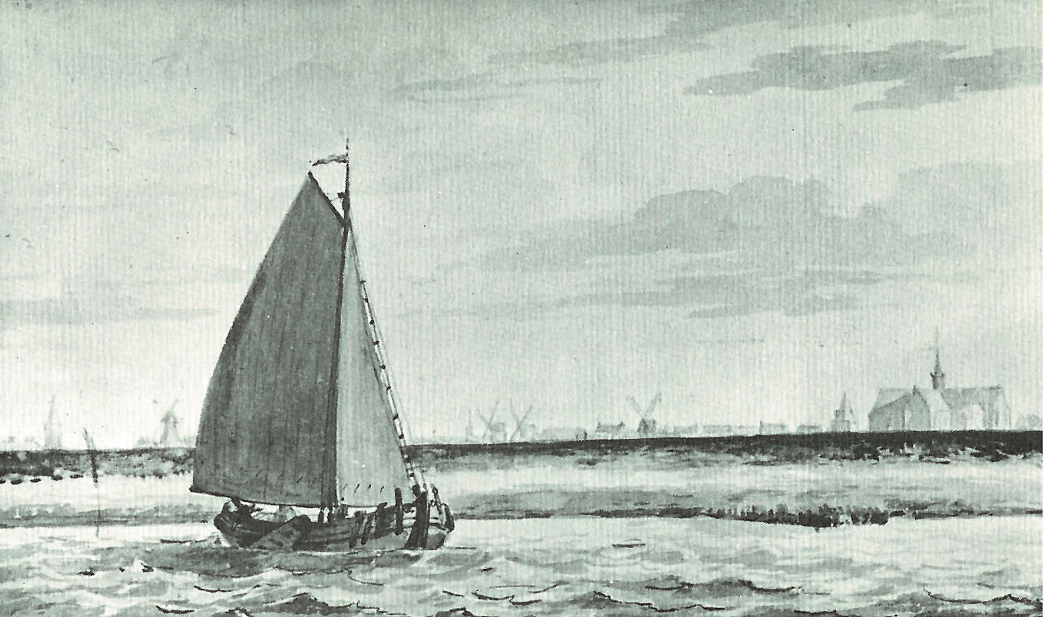 Zeilschip op de Oosterschelde voor Goes, 18e eeuw. 