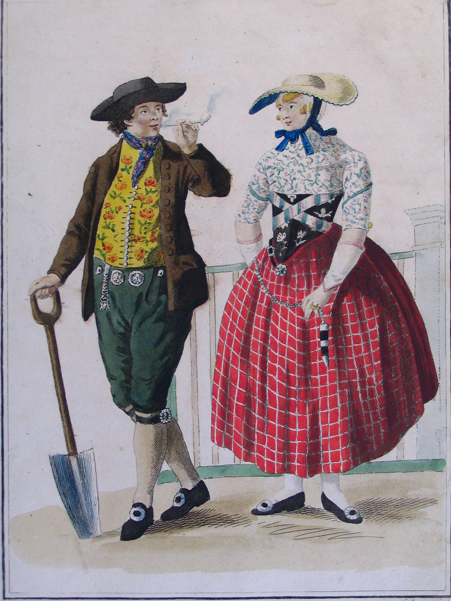 Boer en boerin uit Zuid-Beveland, ca. 1800.