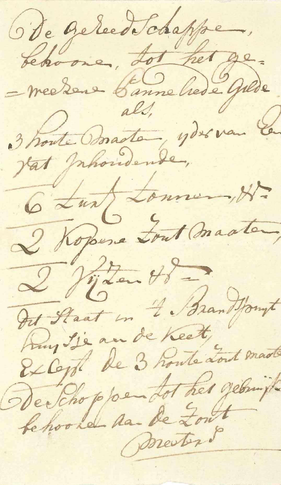 Inventaris van goederen van het panneliedengilde, ca. 1798.