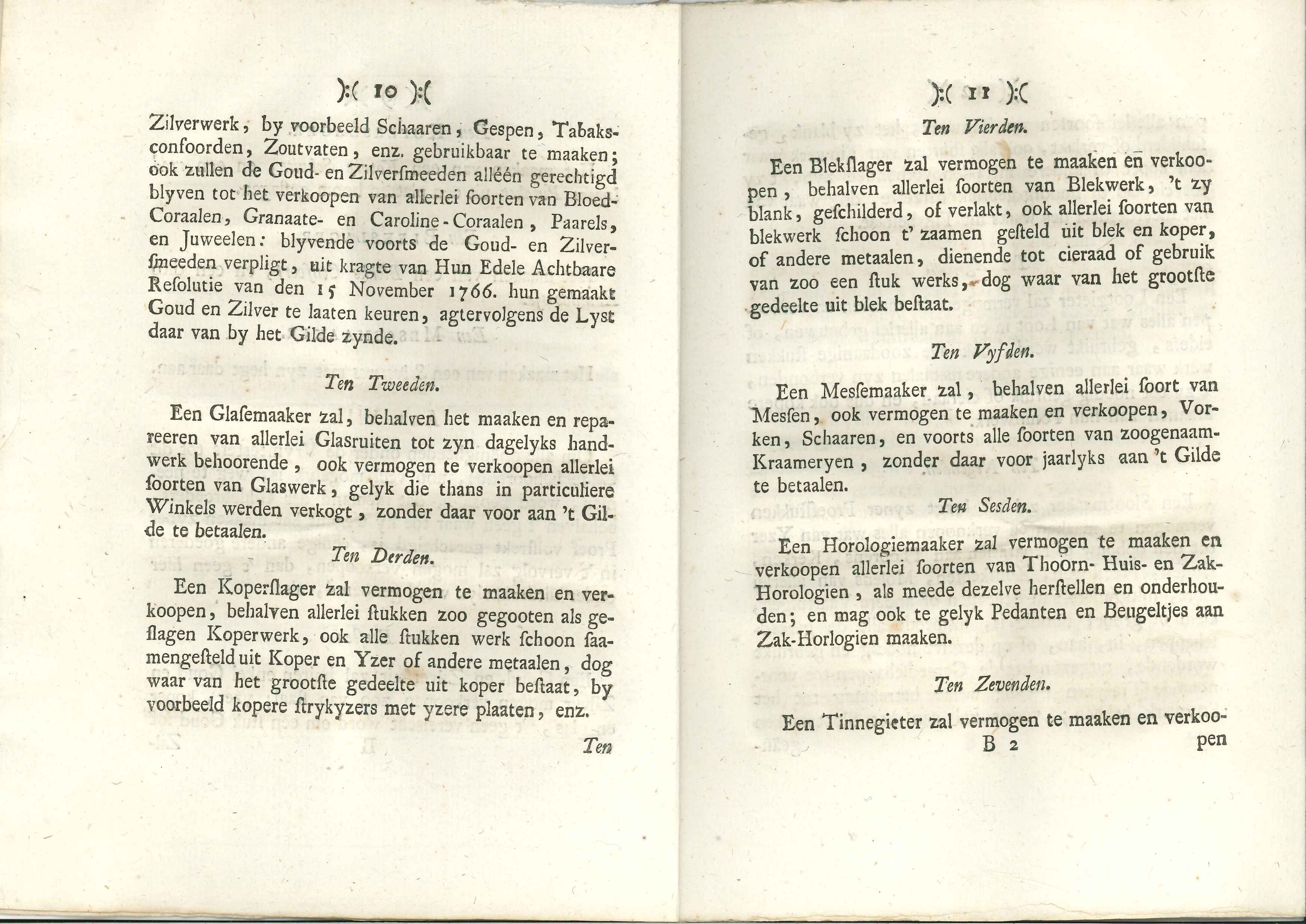 Bladzijden uit de ordonnantie op het smedengilde, 1789.