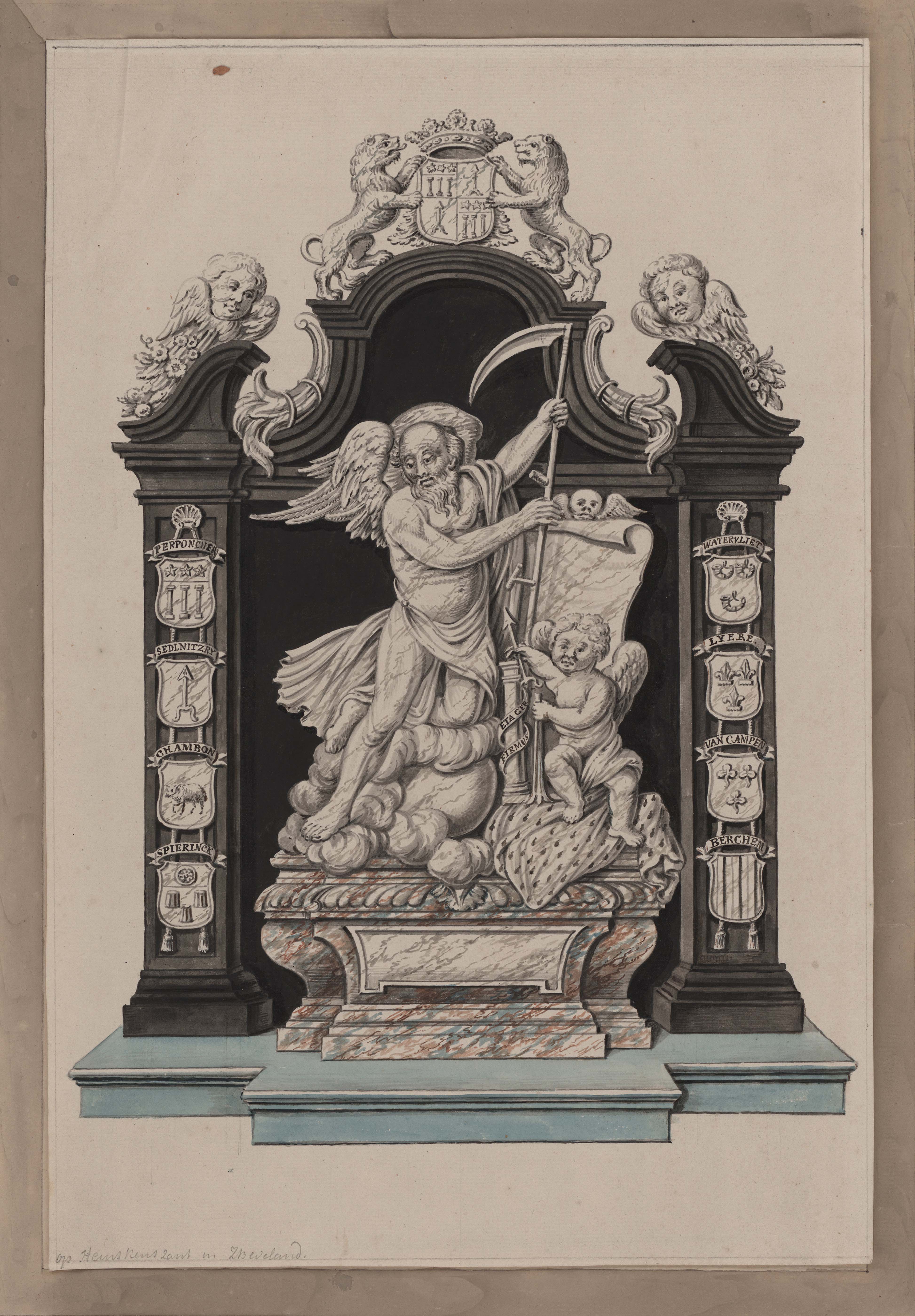 Grafmonument voor Cornelis de Perponcher Sedlnitzky, hervormde kerk, Heinkenszand, 1718.