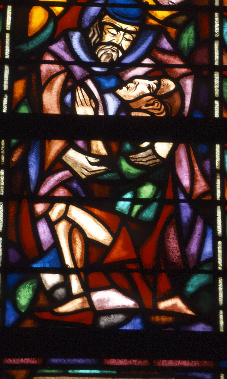 Modern glas-in-loodraam in de Grote Kerk, 1990.