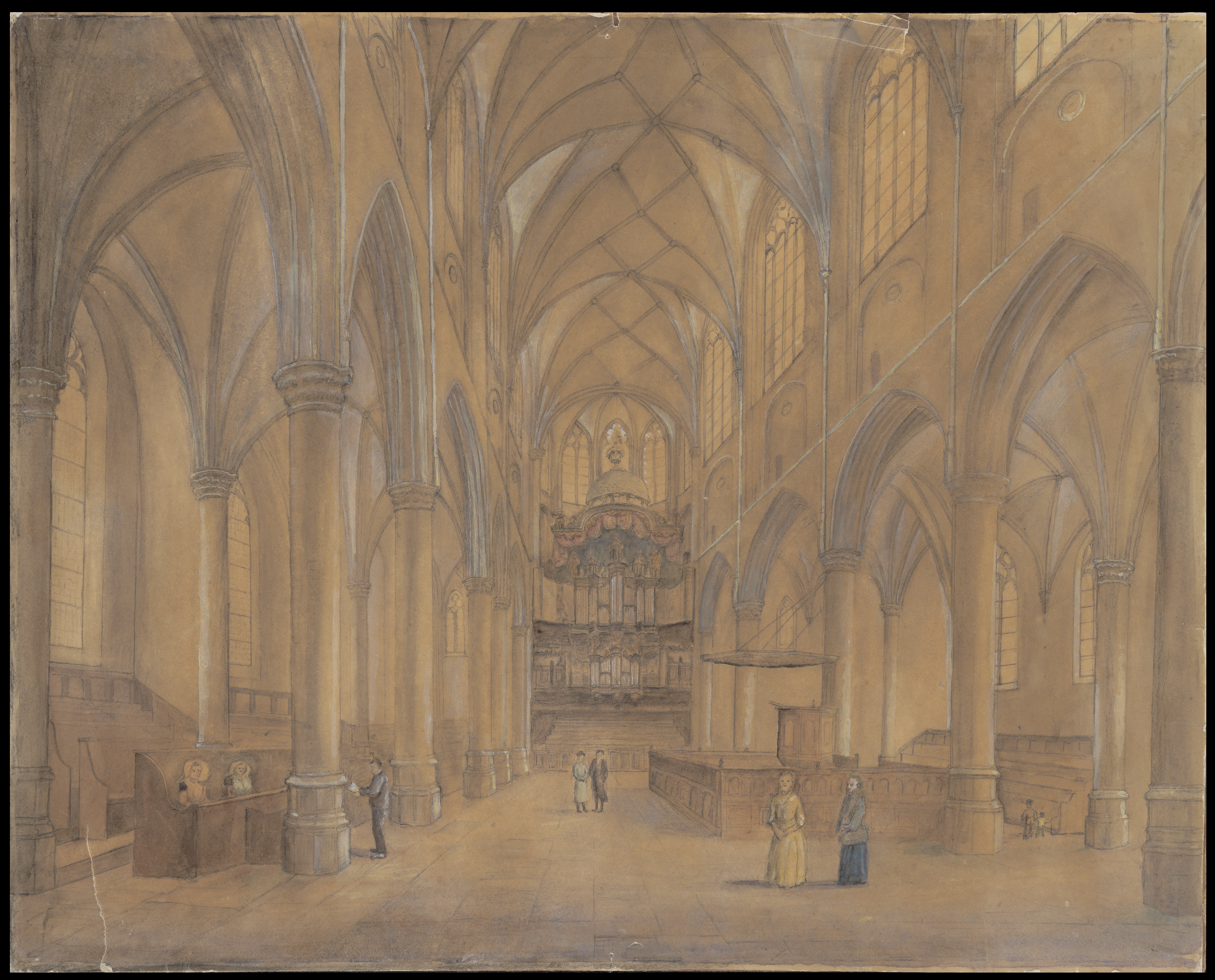 Grote Kerk, interieur, ca. 1900. 