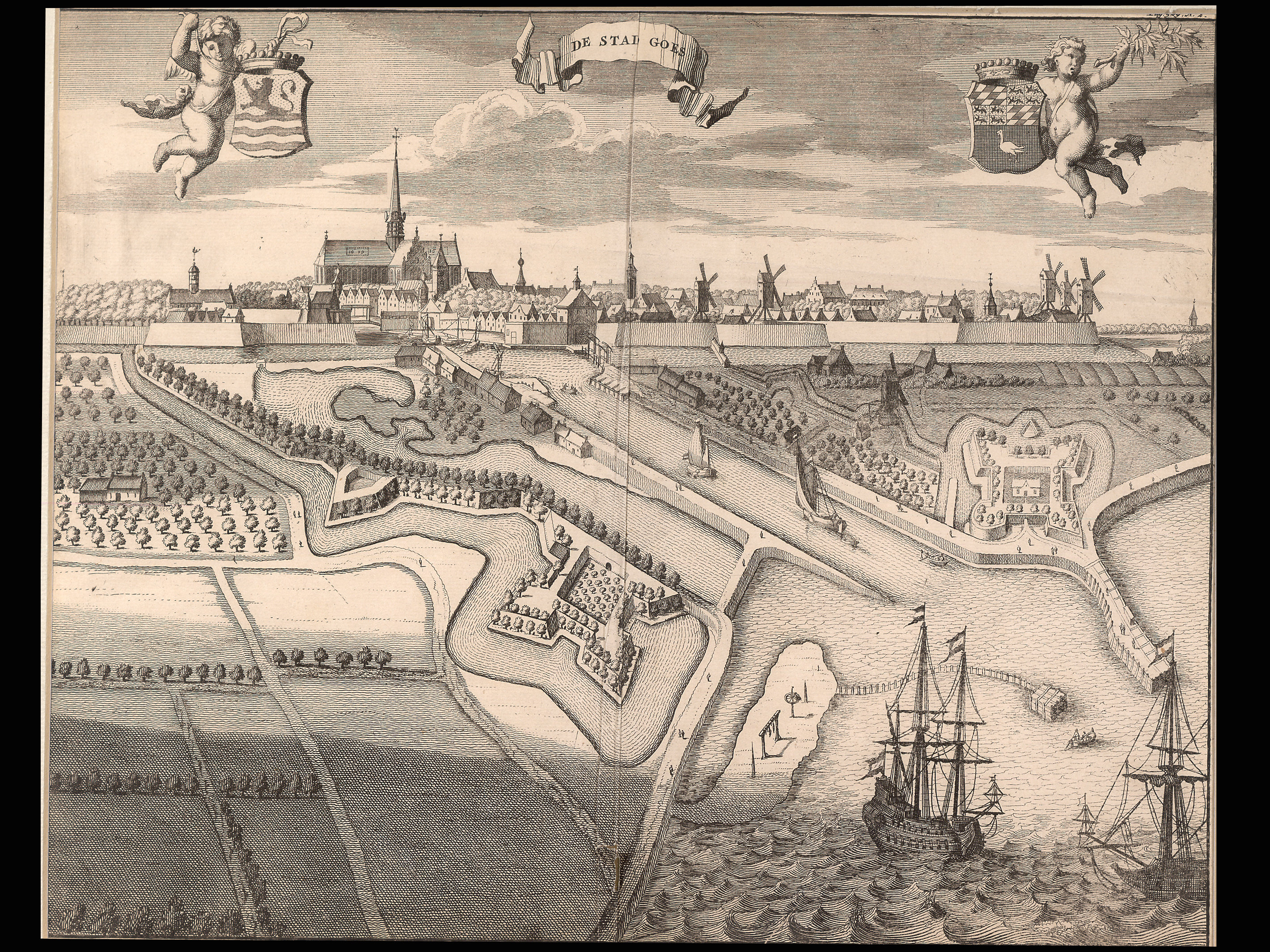 De Goese haven gezien vanuit het noorden, eind 17e eeuw.