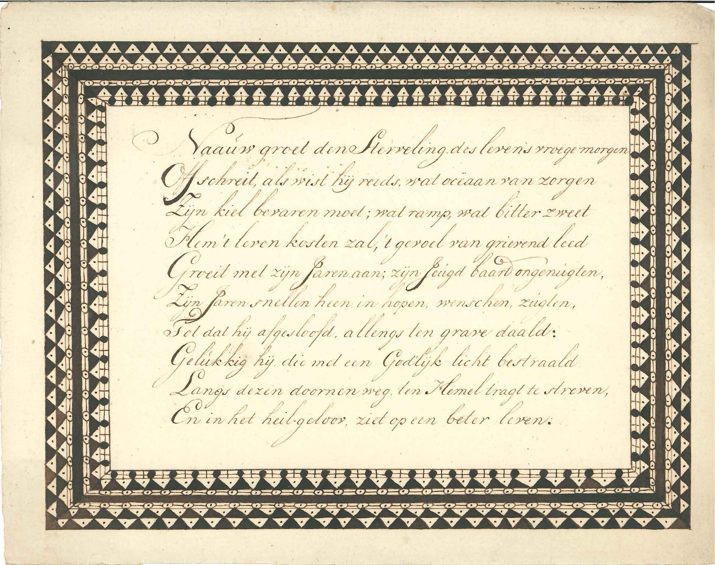 Schoonschrift door een onbekende onderwijzer, ca. 1770.