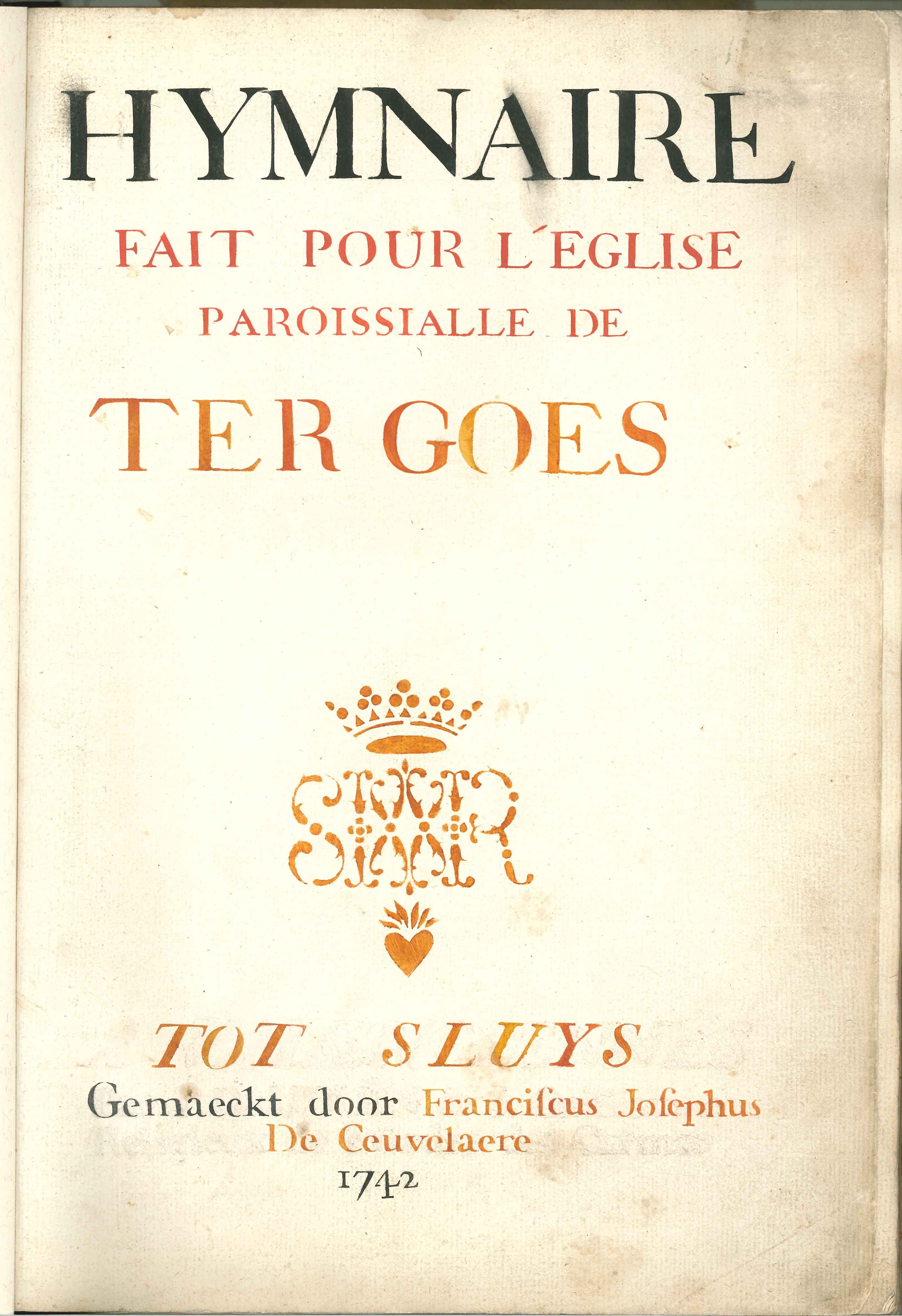 Gezangboek voor de parochie Goes, Sluis 1742.