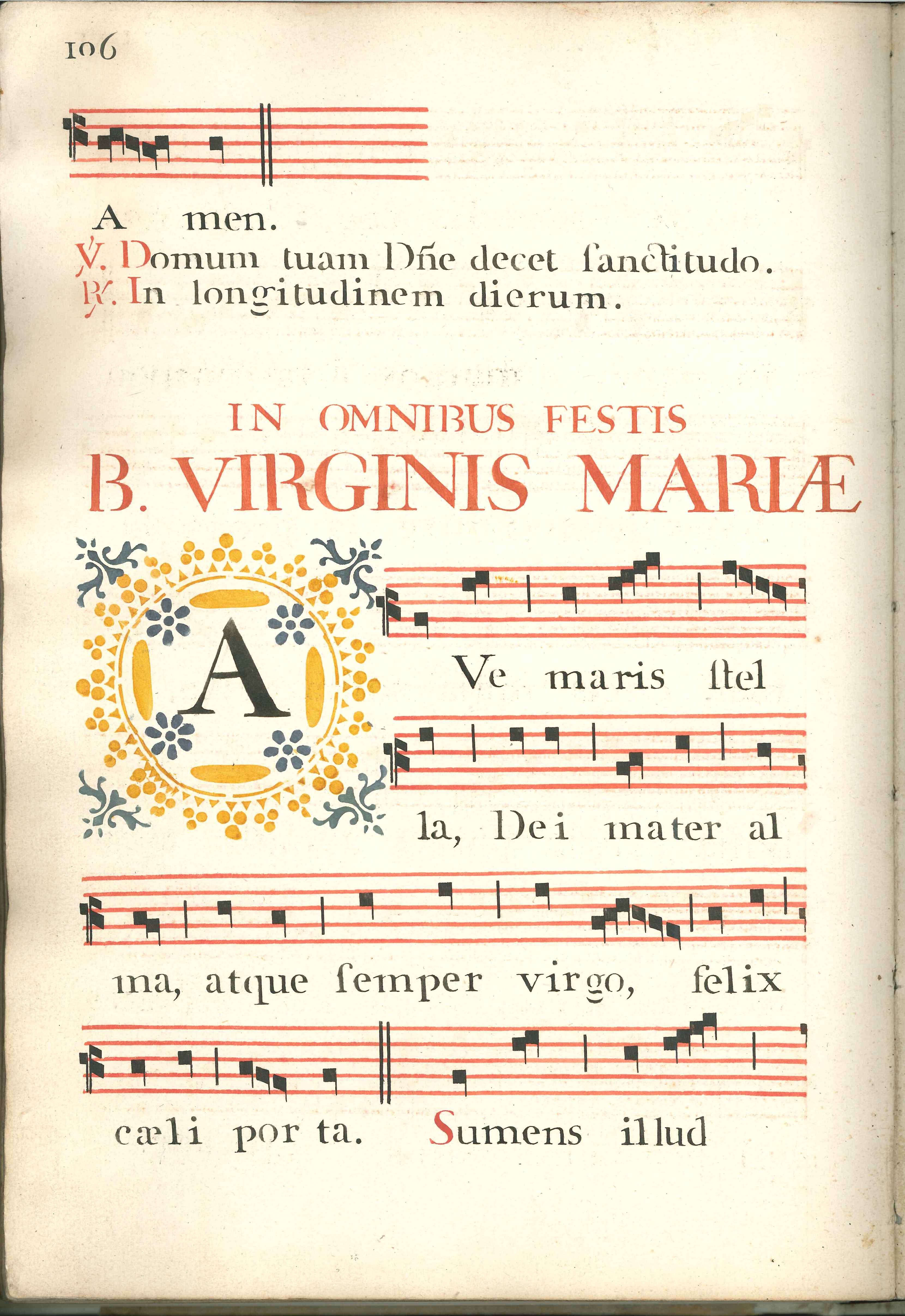 Bladzijde uit het zangboek van de parochie, 1742. 