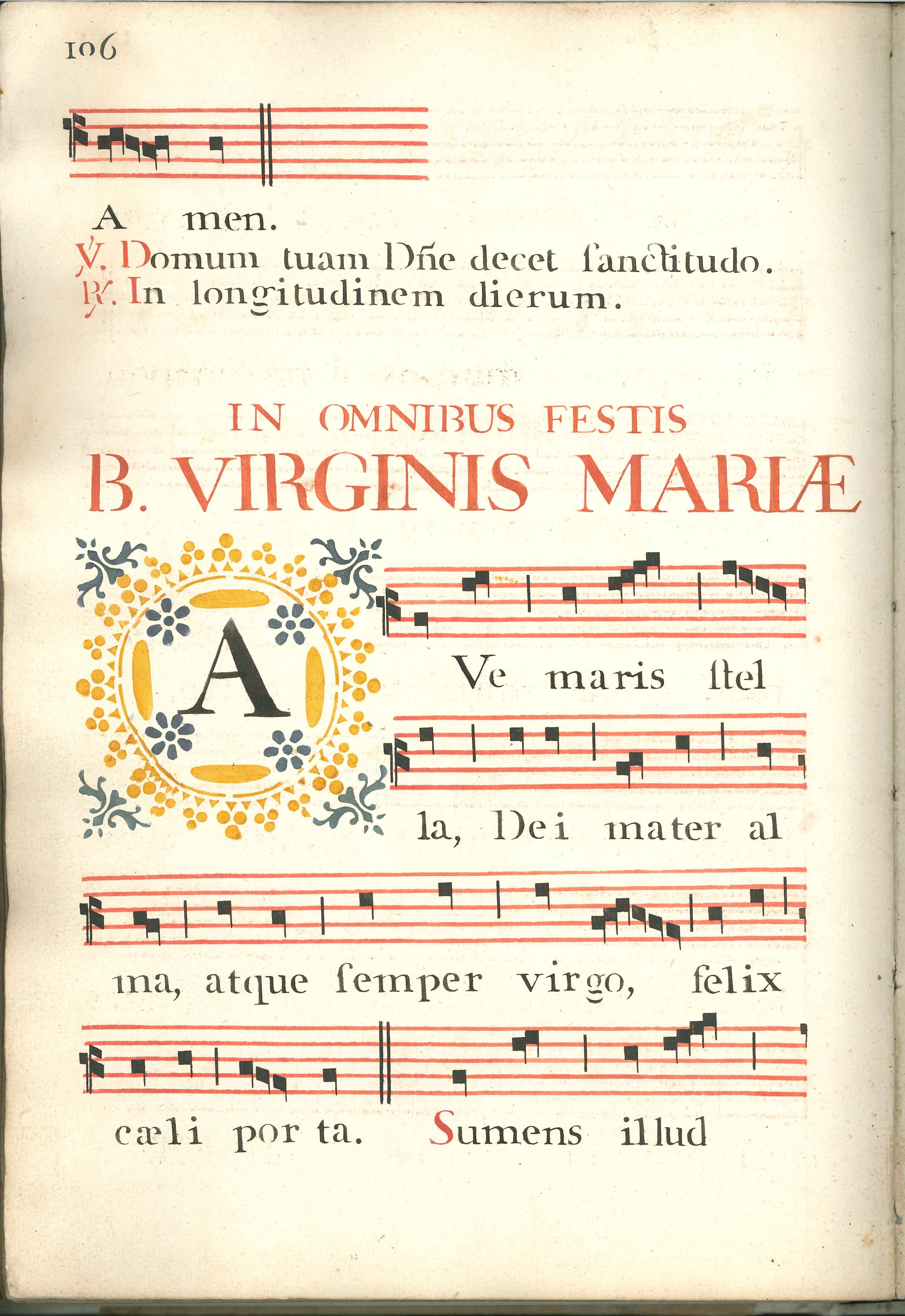 Bladzijde uit het zangboek van de parochie, 1742.