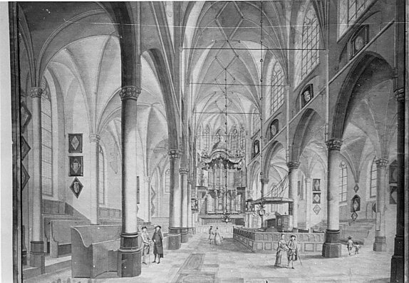 Grote Kerk te Goes, interieur midden 18e eeuw. 