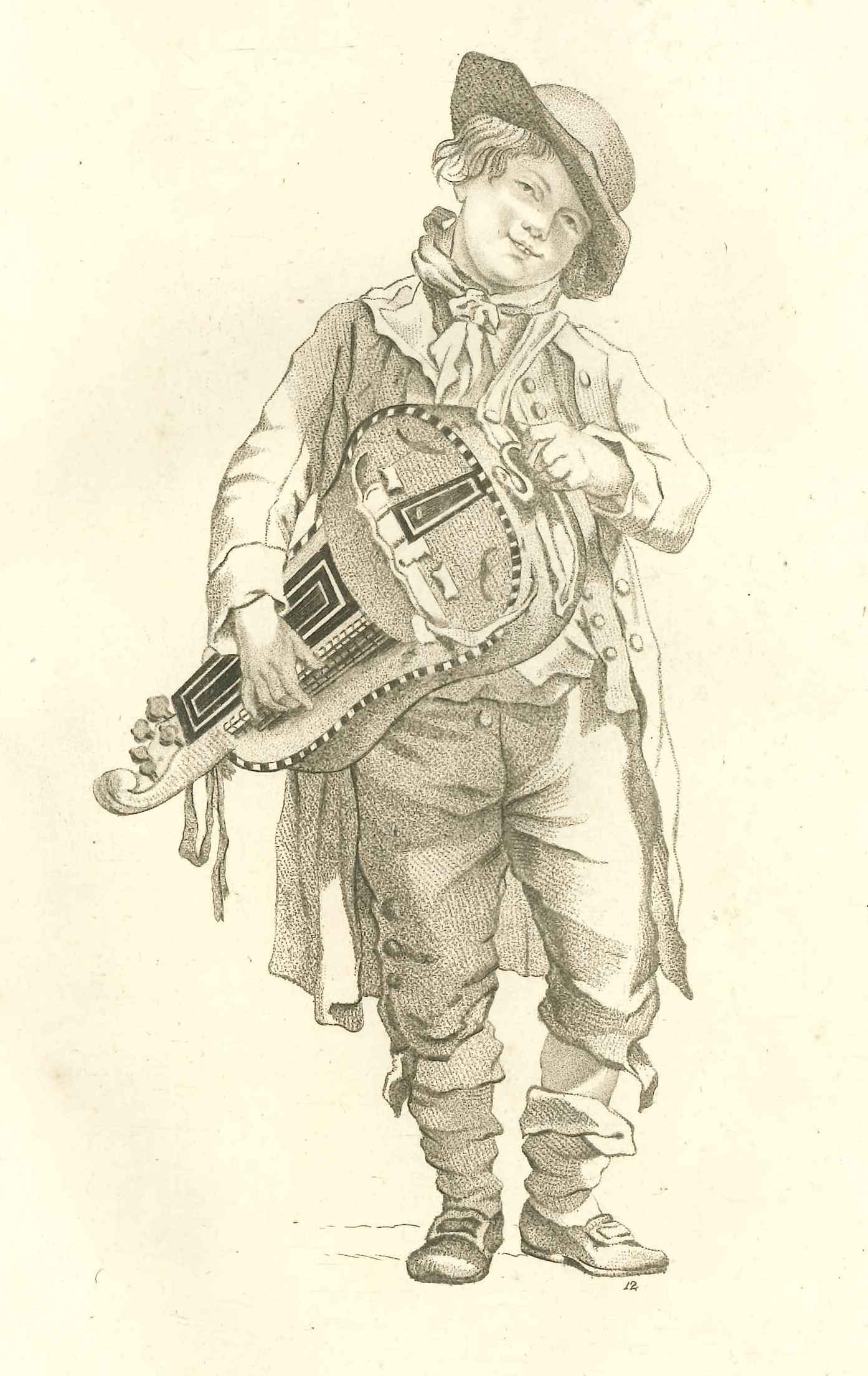 Jongen met draailier, ca. 1800.