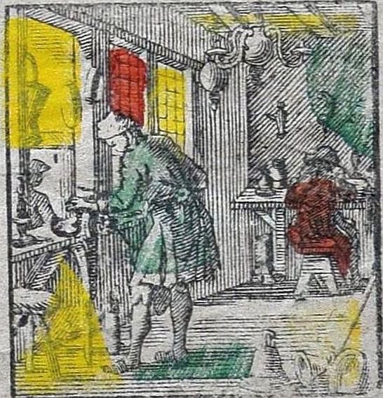 De koperslager, centsprent, 18e eeuw.