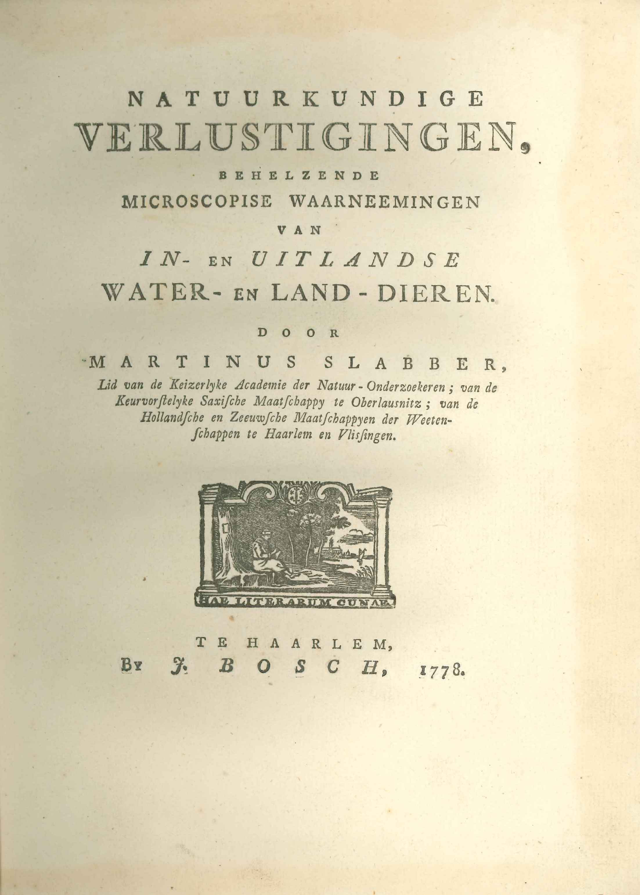 Boek met waarnemingen van microscopische zeediertjes, door M. Slabber, 1778.