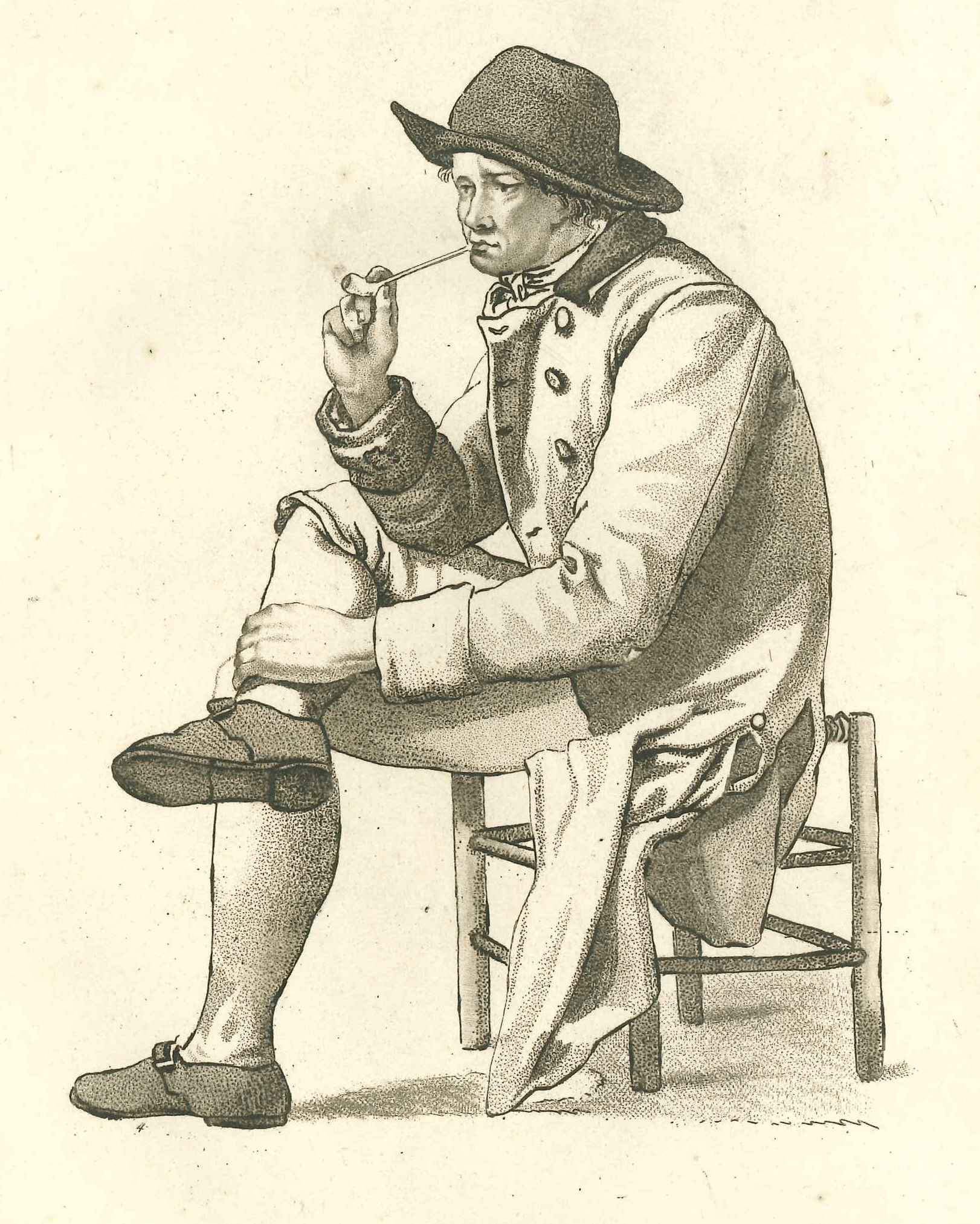 Pijprokende man, ca. 1800.