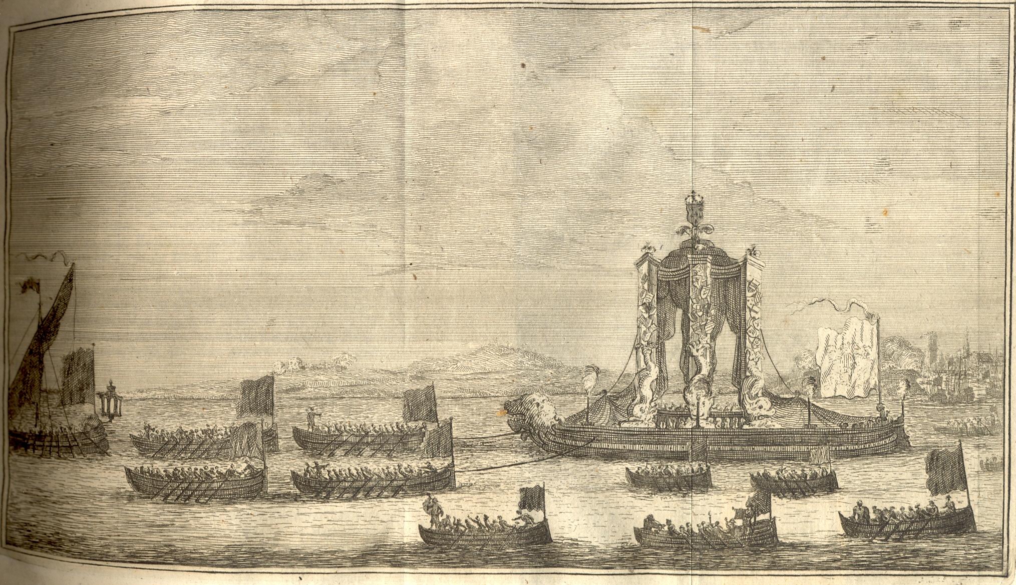 Koning van Spanje op een schuit bij Bordeaux, 1701