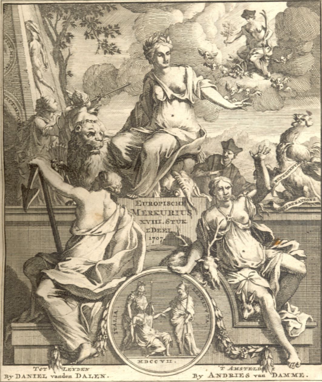Titelblad Europische Mercurius, met verbeelding van de gebeurtenissen, 1707.