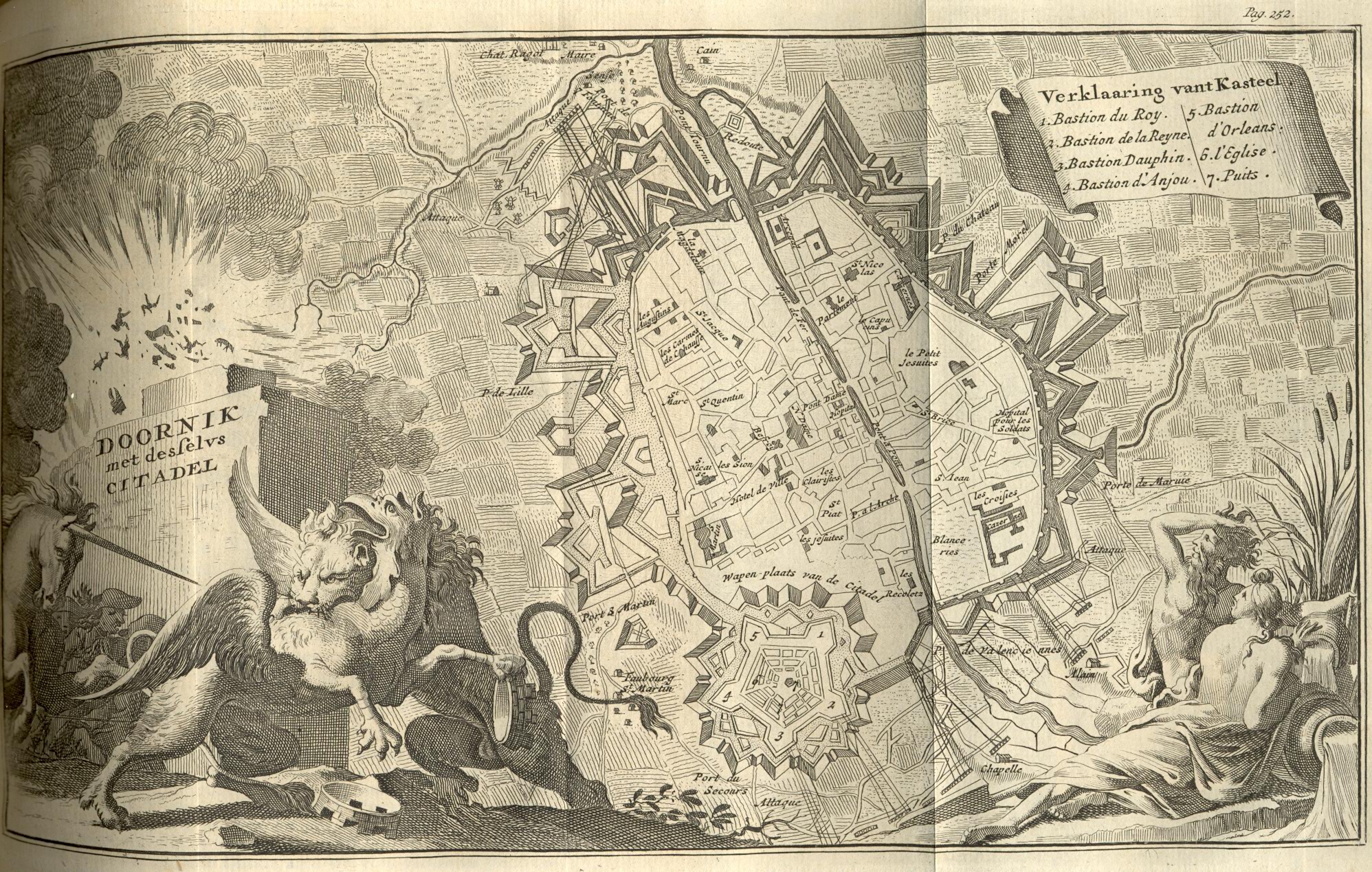 Plattegrond van Doornik, 1745.