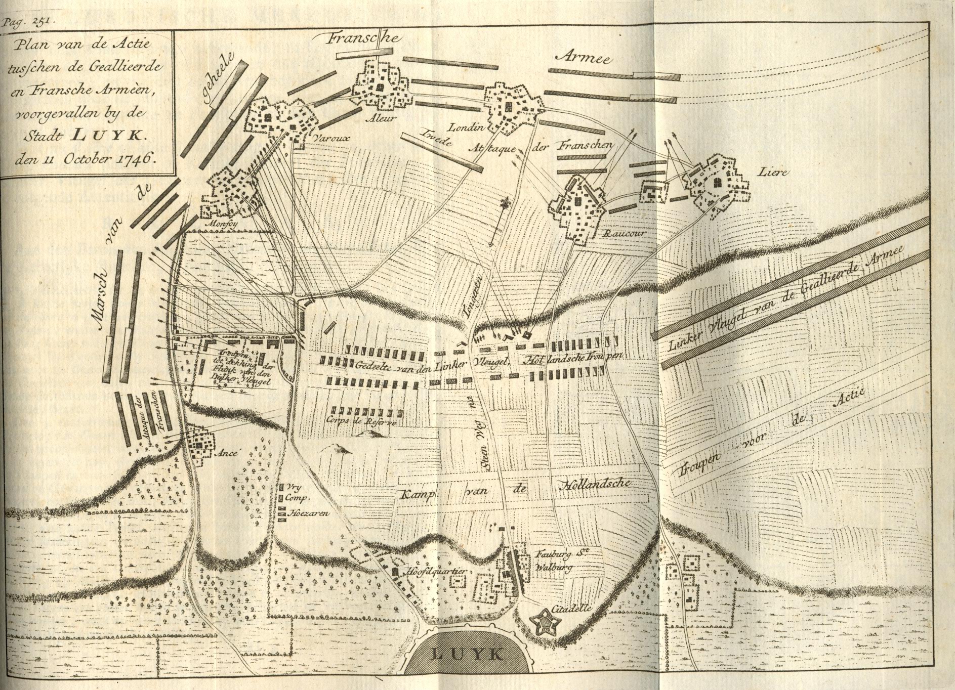 Plattegrond van Luik, 1746.