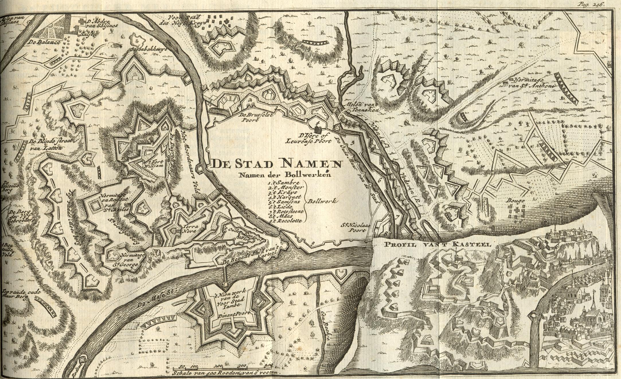 Plattegrond van Namen, 1746.