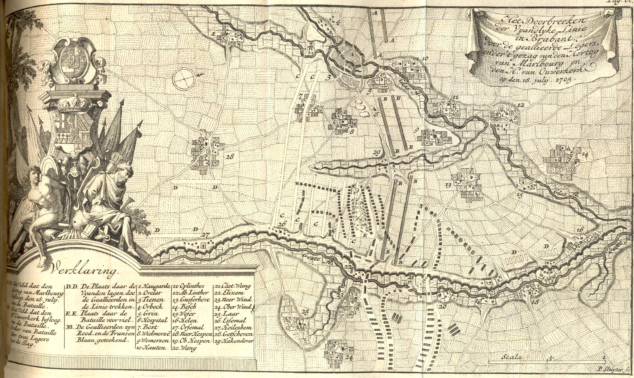 Slag tussen geallieerden en Fransen in Brabant, 1705.