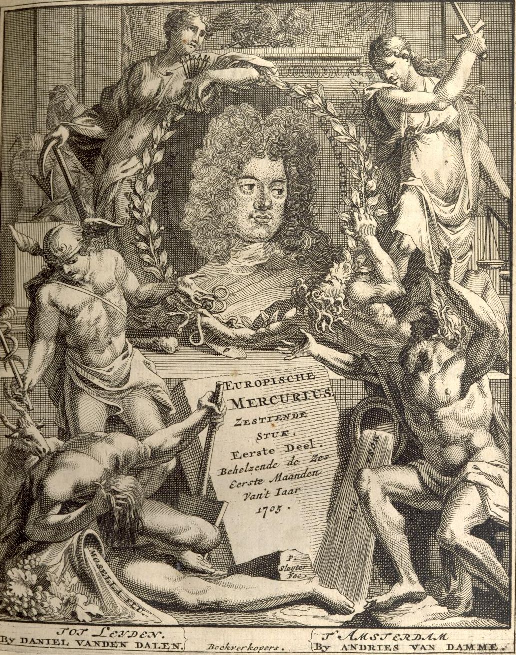 Titelblad Europische Mercurius, met verbeelding van de gebeurtenissen, 1705. 