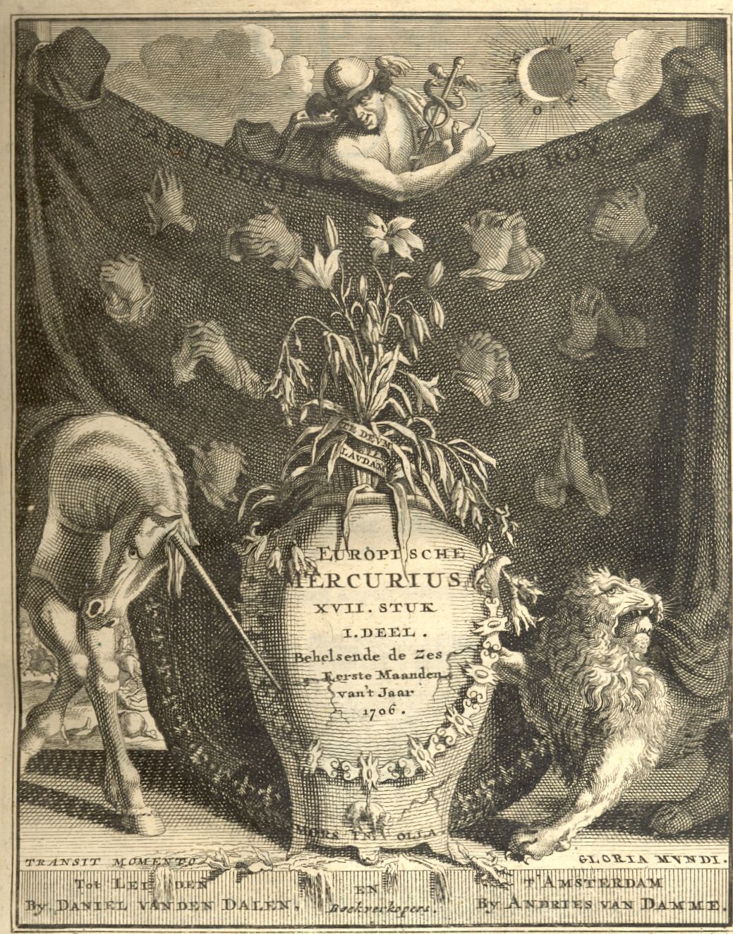 Titelblad Europische Mercurius, met verbeelding van de gebeurtenissen, 1706.