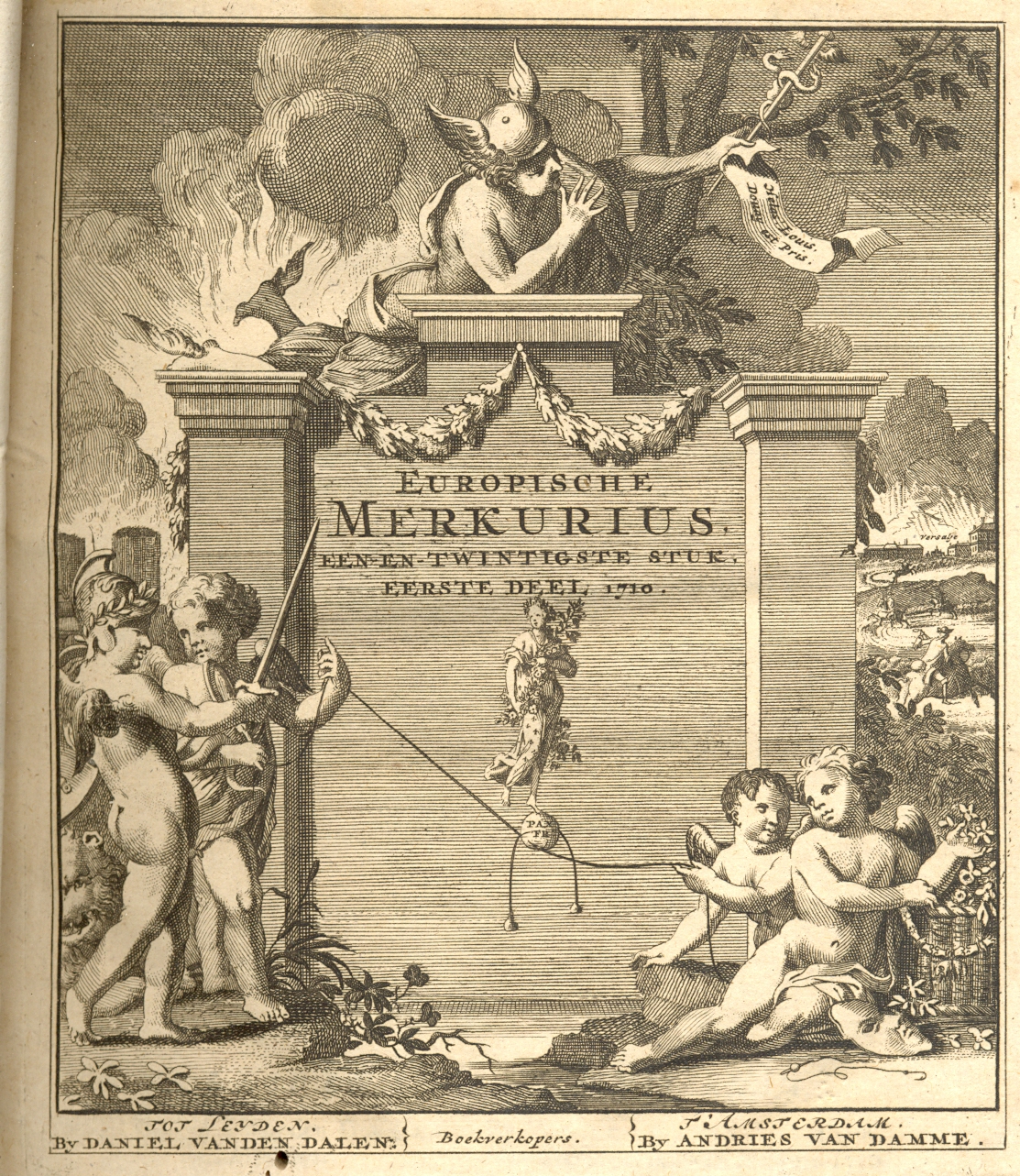 Titelblad Europische Mercurius, met verbeelding van de gebeurtenissen, 1710.