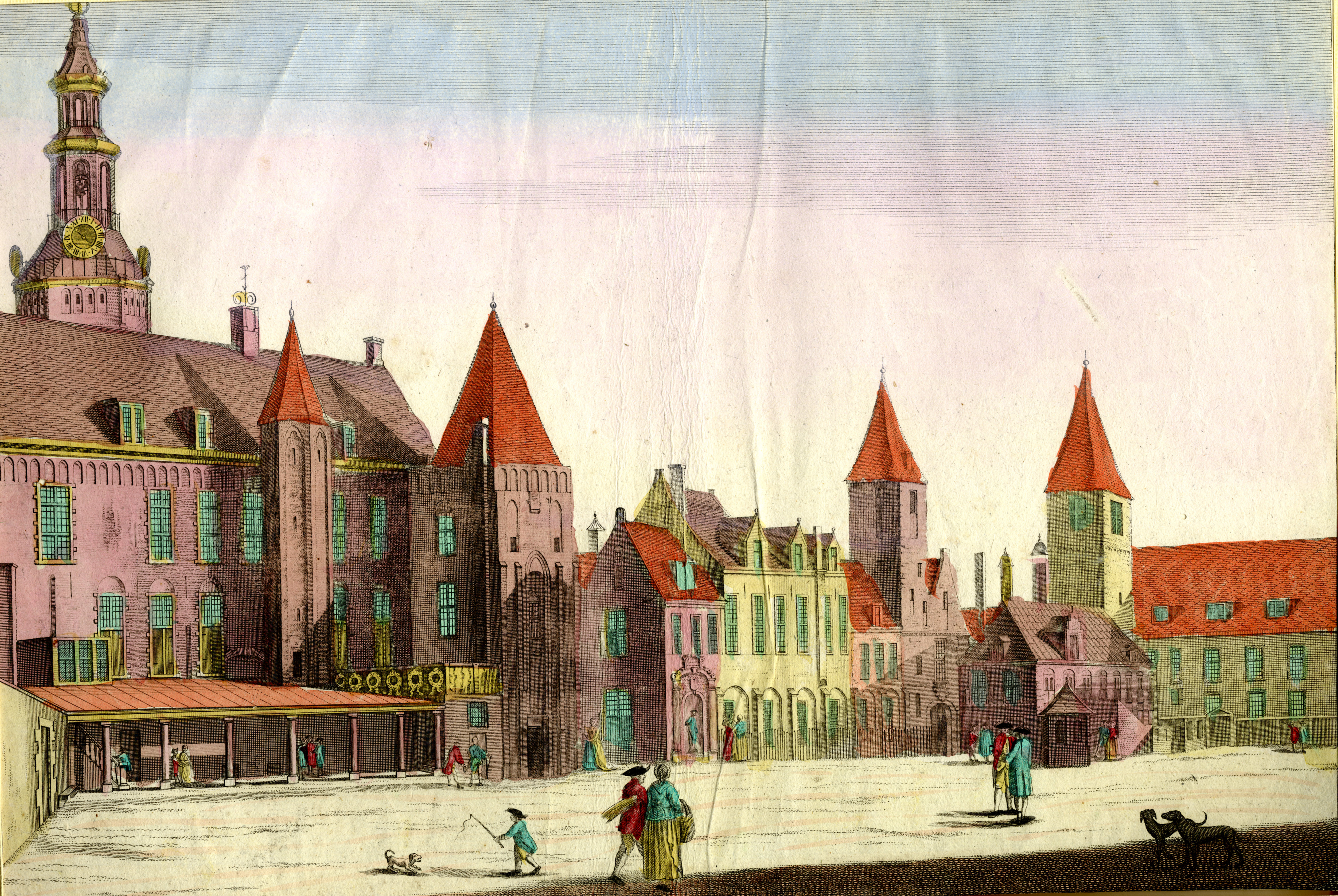 Het abdijplein te Middelburg, 18e eeuw. 