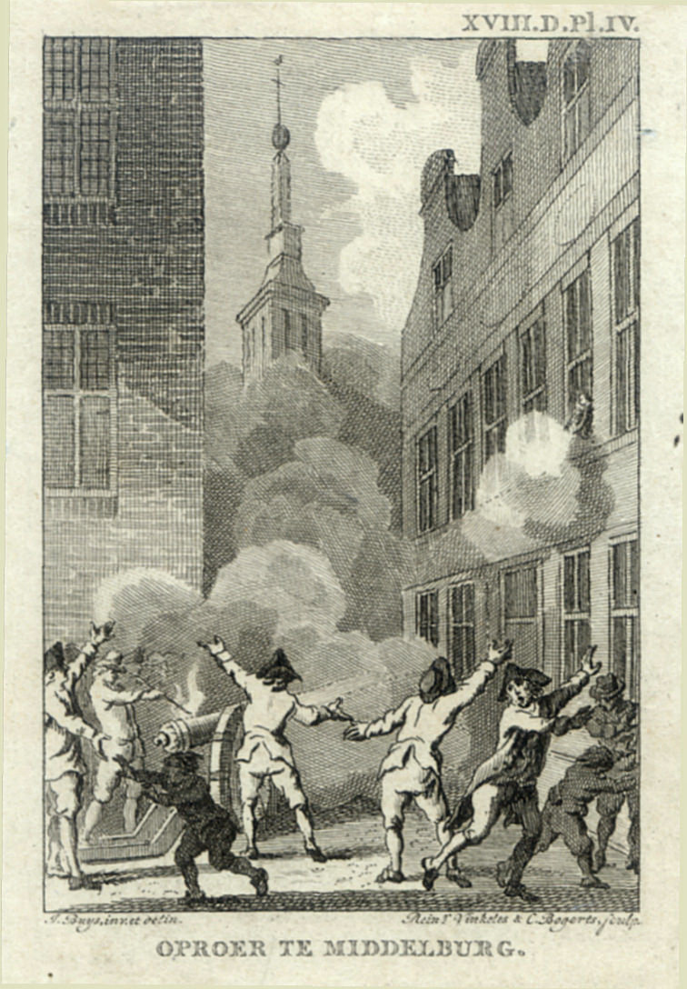 Oproer te Middelburg tussen patriotten en prinsgezinden, 1787.