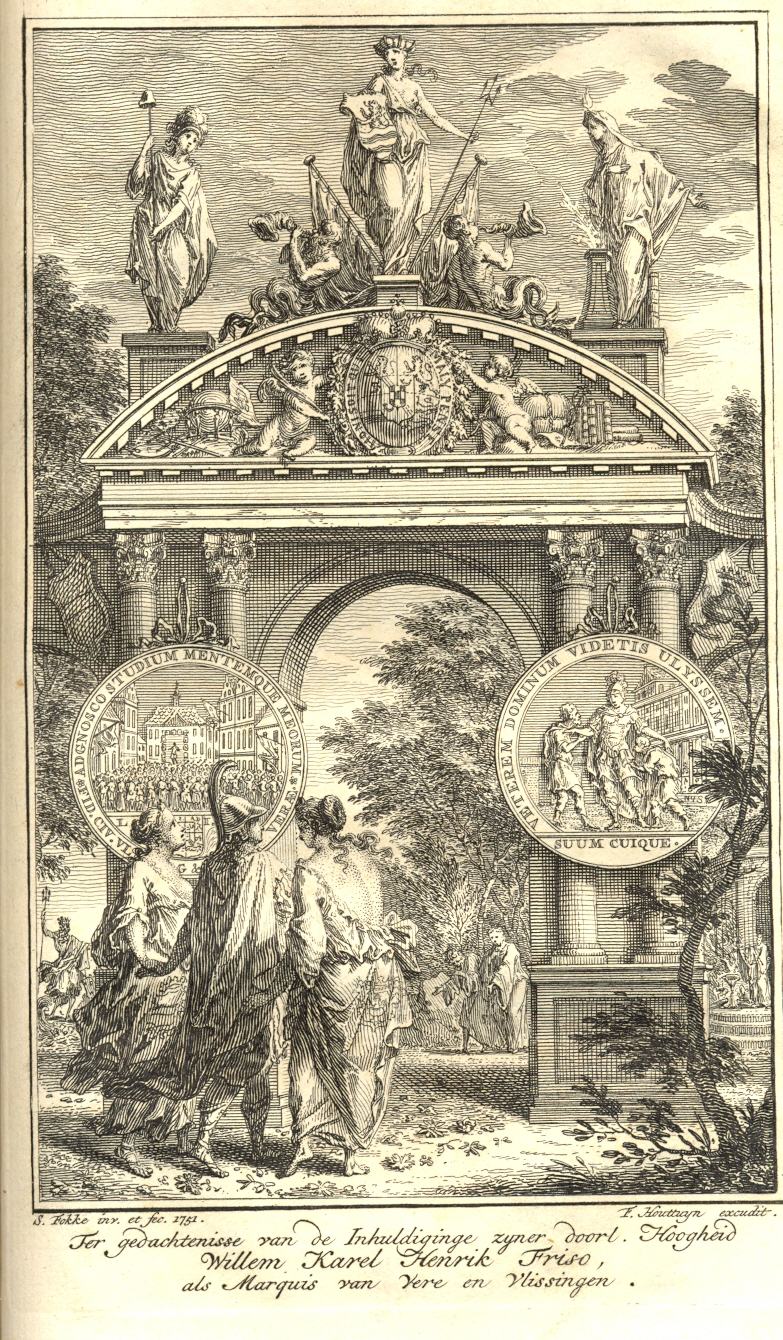 Ereprent op de inhuldiging van de prins van Oranje als Markies van Veere en Vlissingen, 1751.