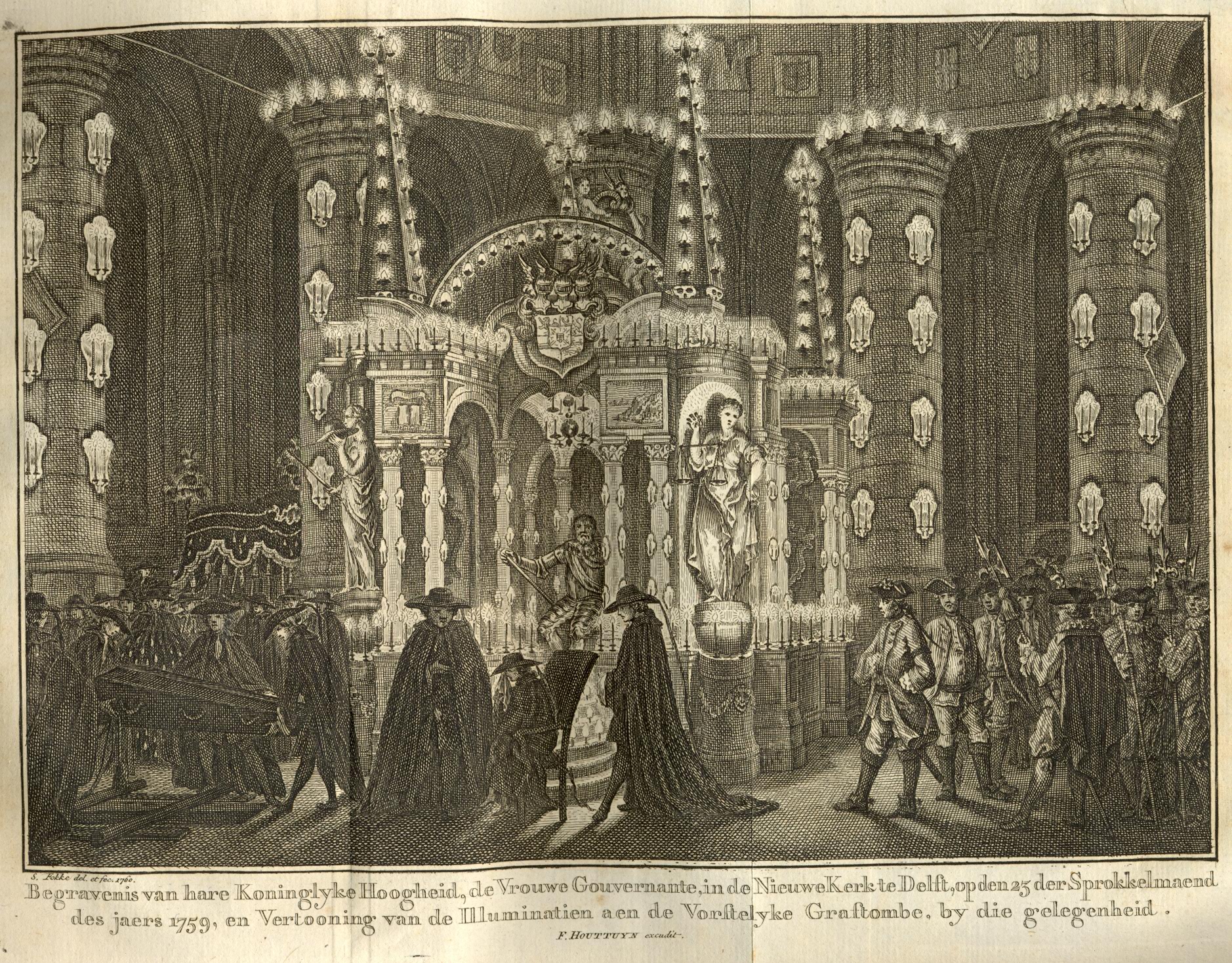 Begrafenis van de prinses-gouvernante in Delft, 1759.