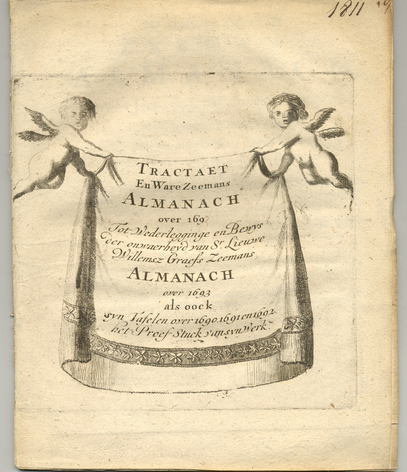 Tractaet en ware Zeemans almanach over 1693, titelblad