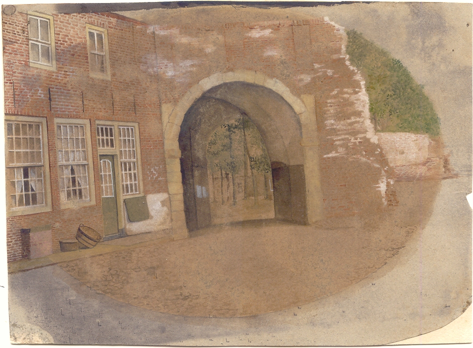 Oostpoort, ingekleurde foto, 1856.