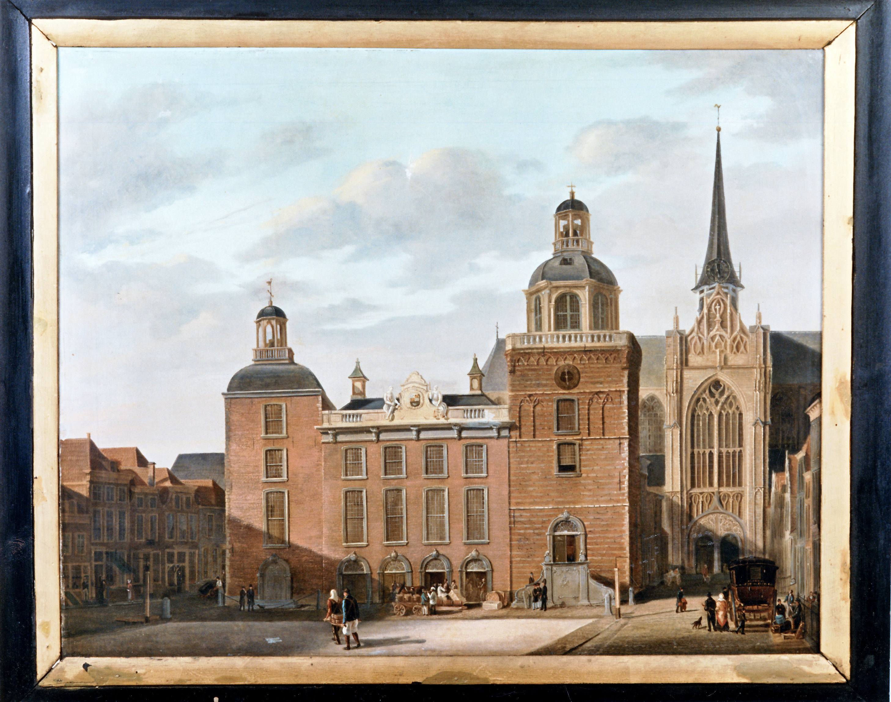Het stadhuis aan de Grote Markt, ca. 1840.