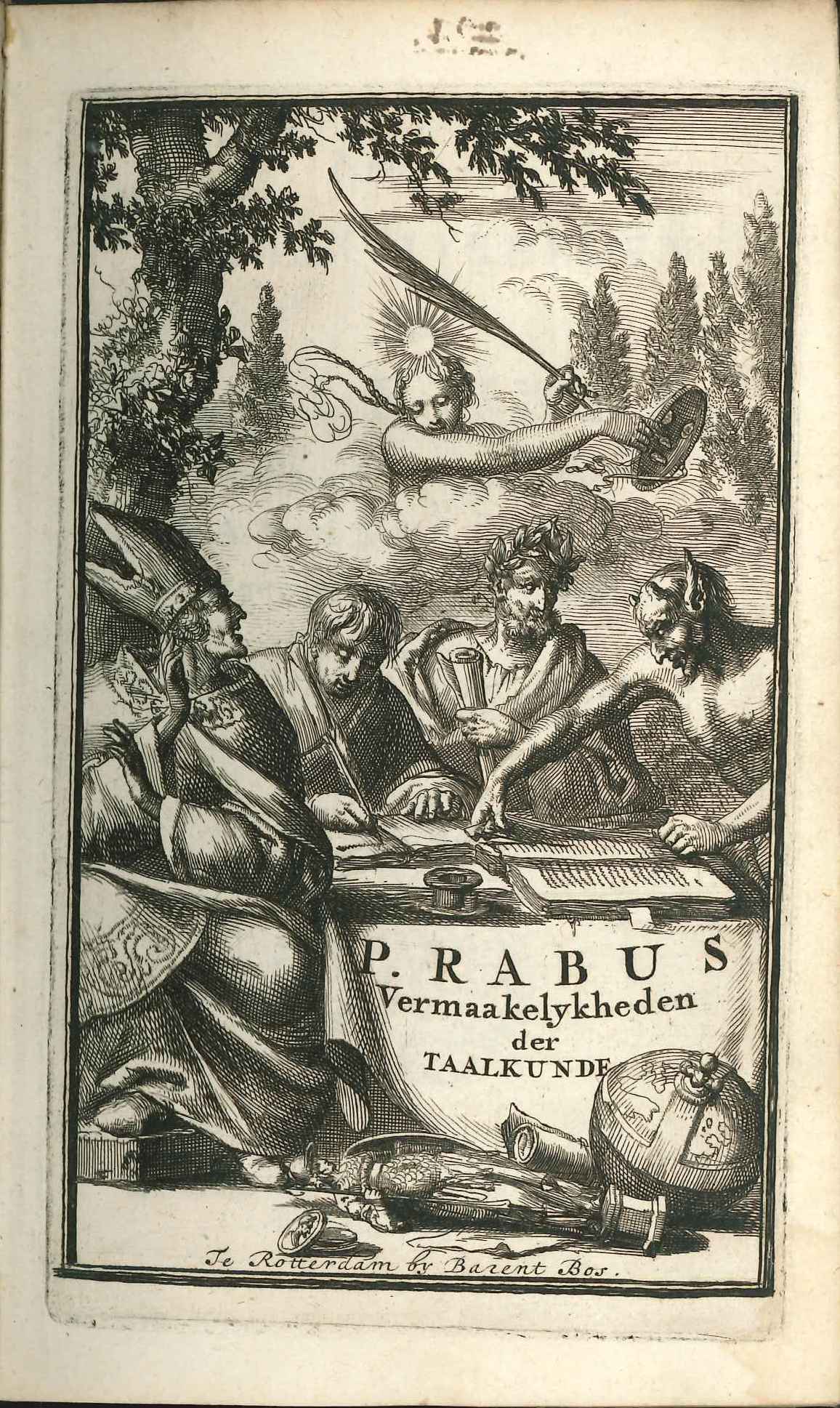 Titelblad P. Rabus, Griekse, Latijnse en Neêrduitse Vermaakelykheden der taalkunde, 1688.