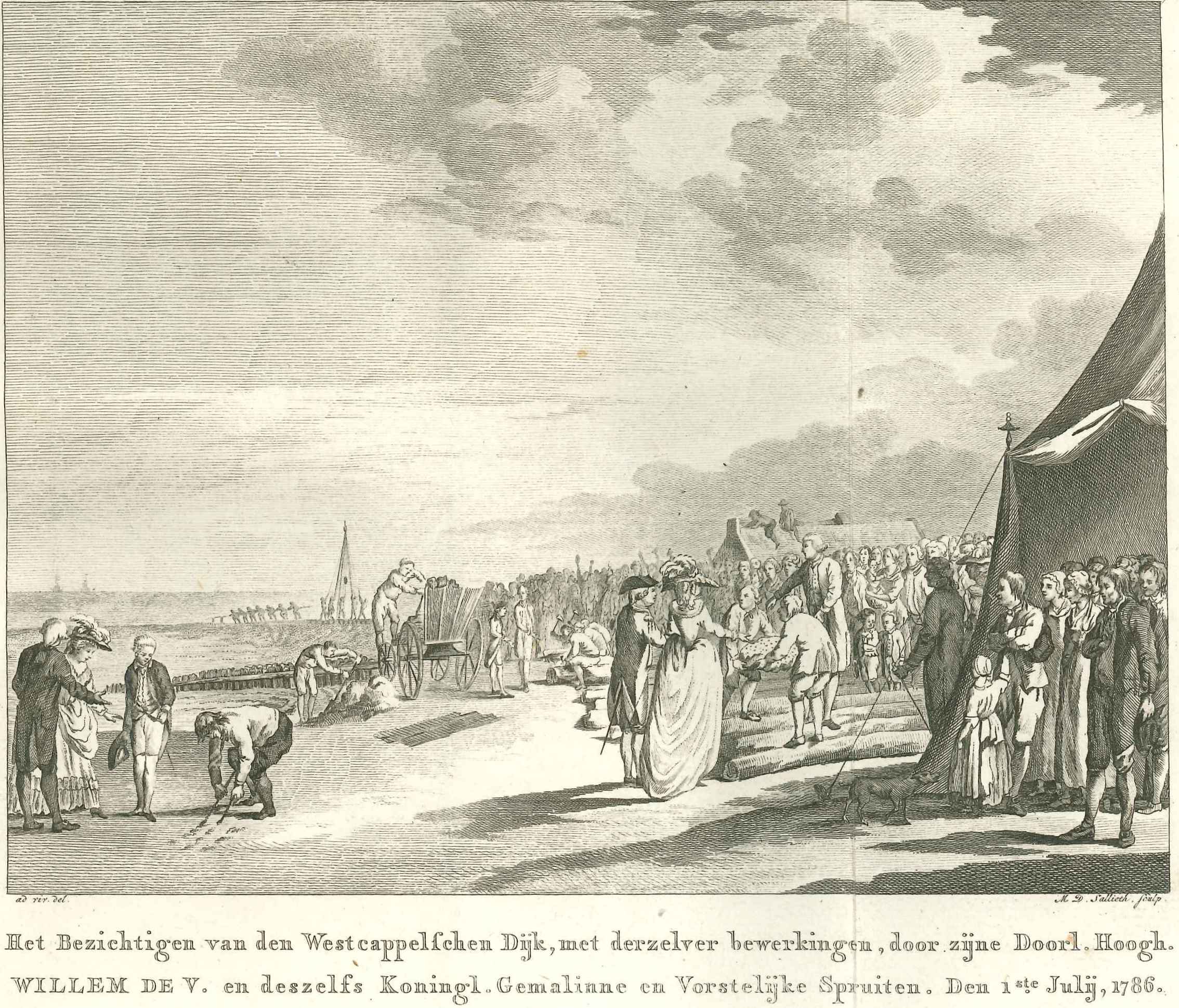 De stadhouderlijke familie bezichtigt de Westkapelse zeedijk, 1786.
